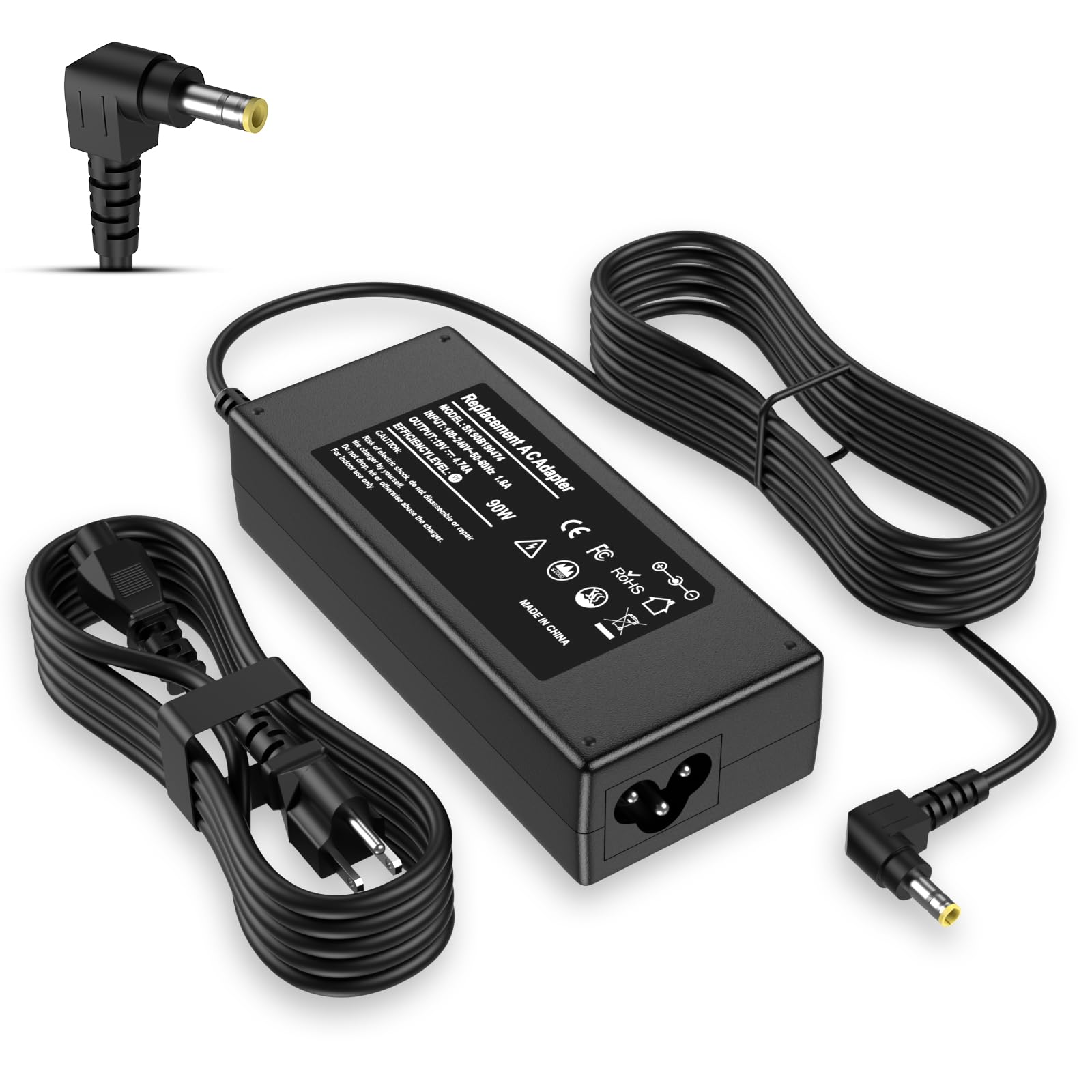 Mazzmasy 19V 90W Monitor Power Cord Compatible with Asus Monitor 27 24 23.8 23 22 VG278Q VG278 VG279 VG279Q VX279H MX2