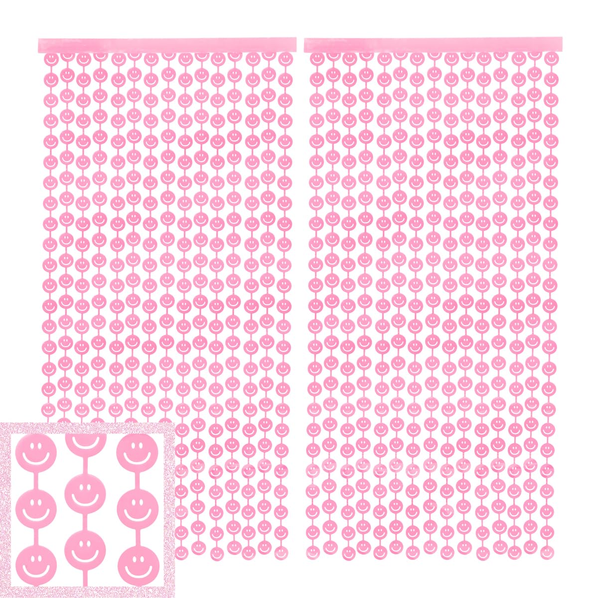 Xo, Fetti Smiley Face Pink Foil Curtain Party Decorations   Set Of 2 | Happy Pastel Birthday Party Decorations, Cute Bachelorett
