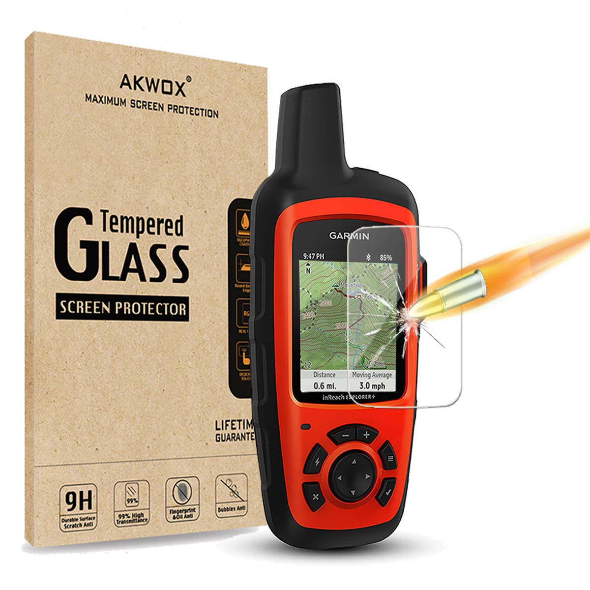 AKWOX [4-Pack] Tempered Glass Screen Protector Bundle for Garmin inReach SE+,inReach Explorer+ Plus, [2.5D Arc Edges High Definition 9H Hardness] Handheld GPS Navigator Accessories