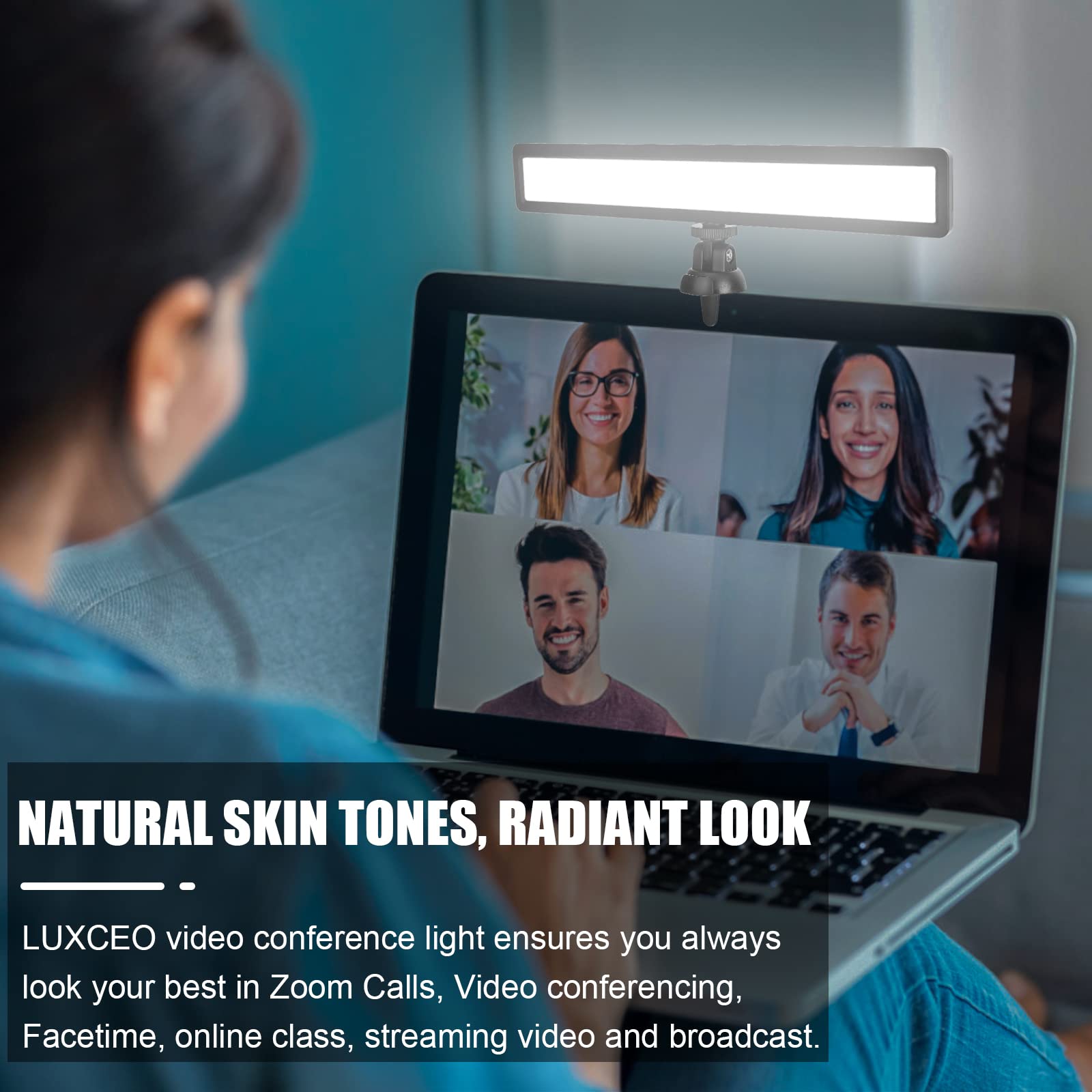 Video Conference Lighting, Luxceo Zoom Light For Remote Working, Webcam Lighting For Laptop, Zoom Calls, Live Streaming, Online