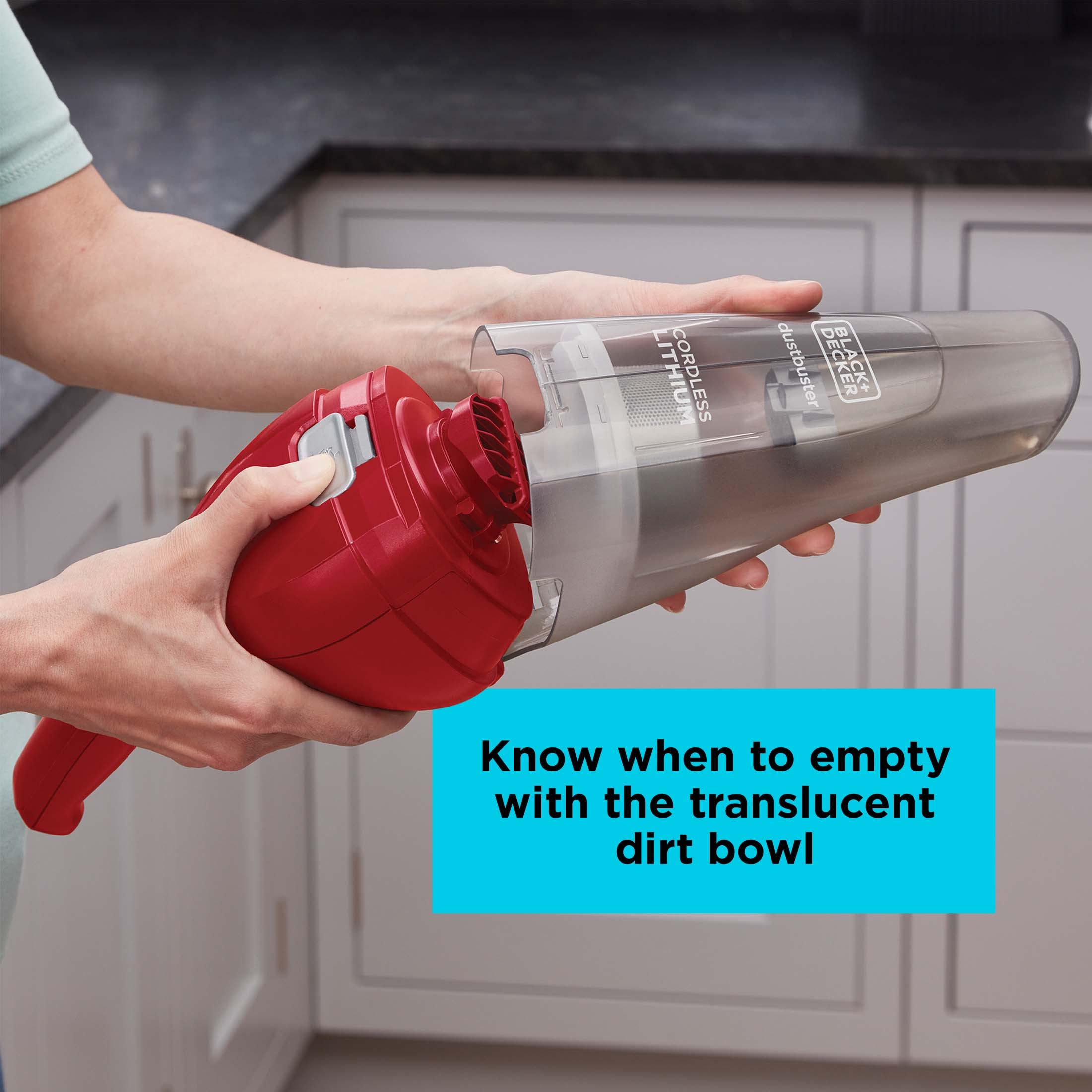 Black+Decker Dustbuster Quickclean Handheld Vacuum, Cordless, Lightweight & Portable, Ergonomic Design, Red