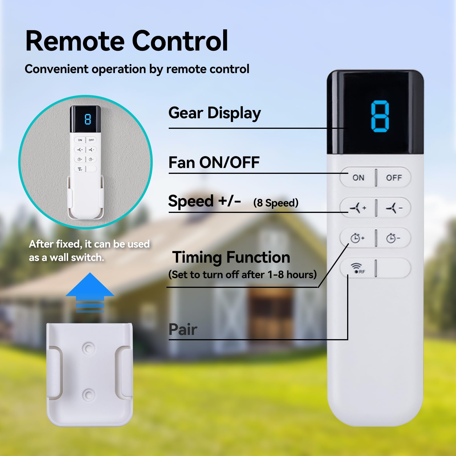 Addlon 16 Inch Shutter Exhaust Fan Wall Mounted With Ec Motors And Remote Control, Timer, 8 Speeds, 2650Cfm, Low Noise, Easy To