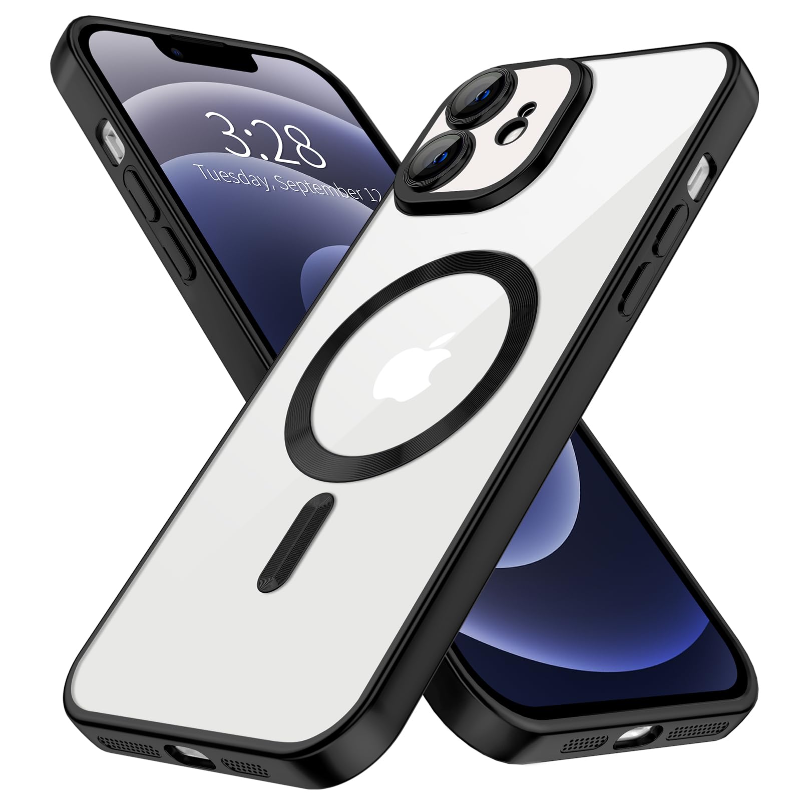 Hython Magnetic Clear Case For Iphone 12 Case With Camera Lens Protector [Compatible With Magsafe] Luxury Plating Edge Slim Soft