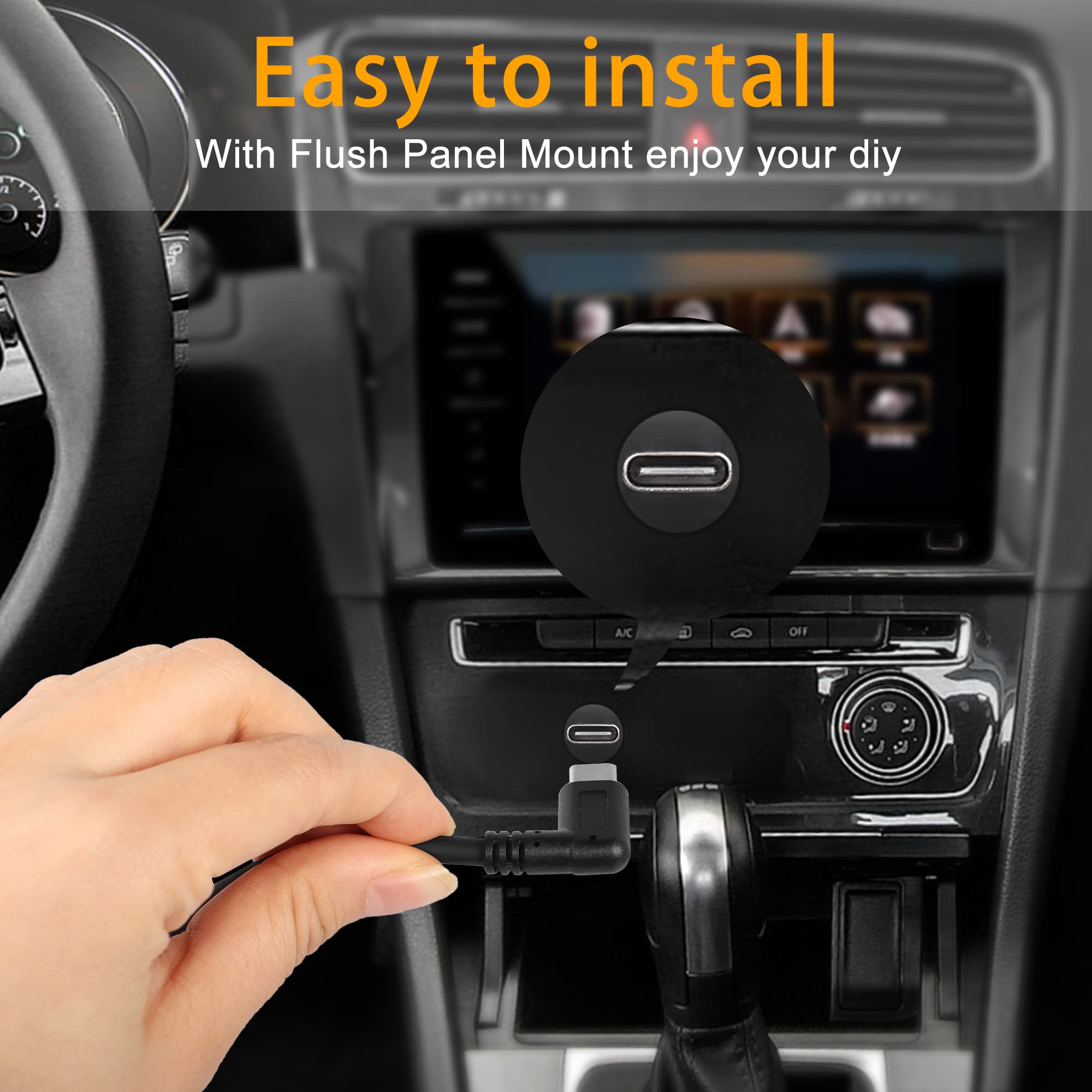 Qianrenon 90 Degree Angle Usb C Flush Panel Mount Cable Usb Type C 2.0 Female To Male Right Angle Waterproof Extension Cable, Th