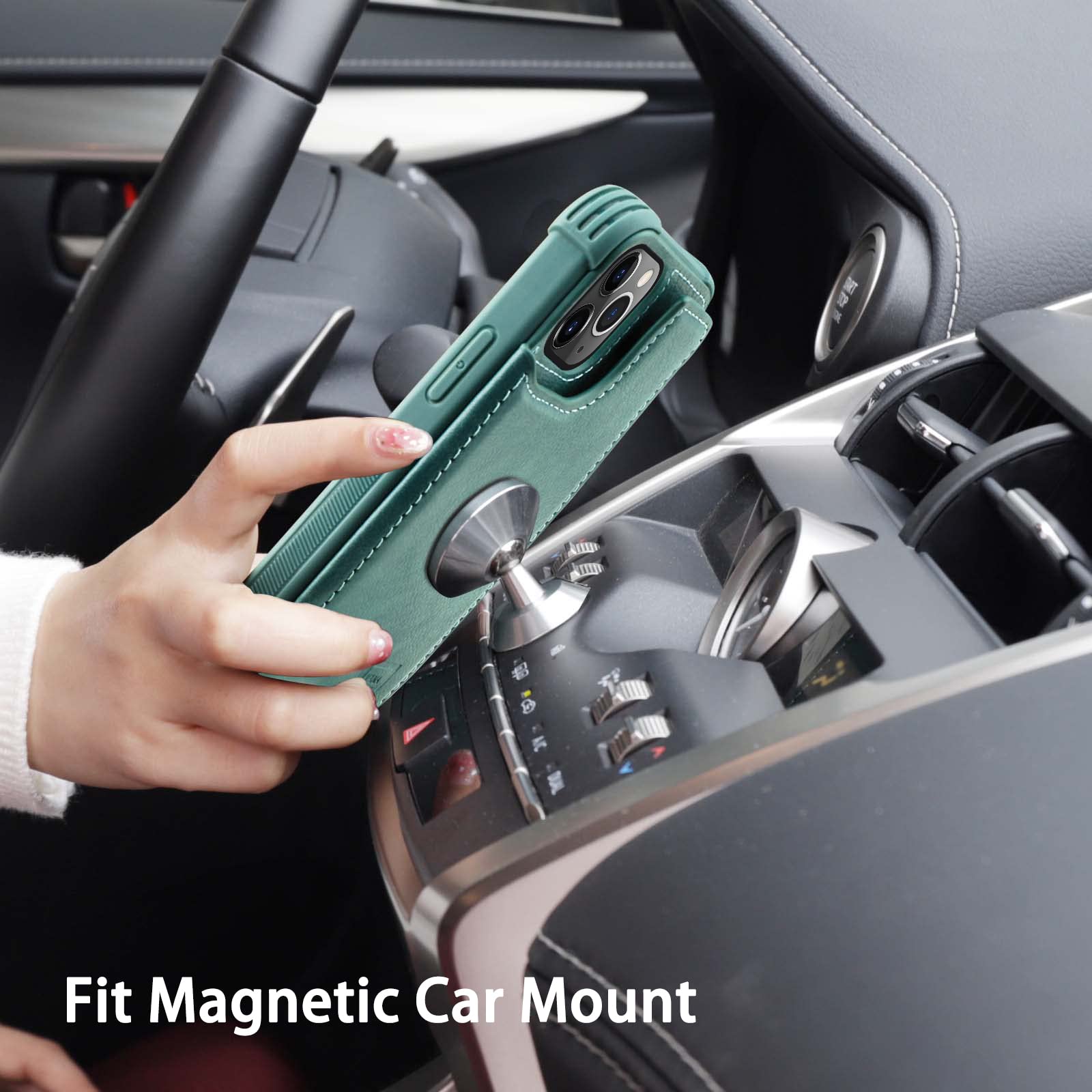 Vanavagy Wallet Case Compatible For Iphone 14 Pro For Women And Men,Leather Flip Folio Phone Cover Fits Magnetic Car Mount With