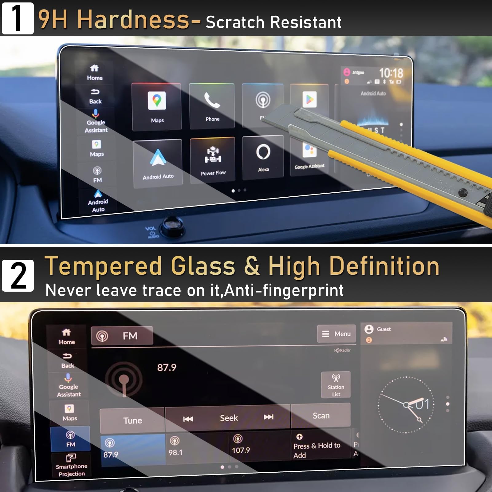 Moonlinks Compatible With 2025 2024 2023 Honda Accord Screen Protector 12.3 Inch,Tempered Glass Screen Protector 9H Hardness Fit For Accord Sport Hybrid/Ex L Hybrid/Sport L Hybrid/Touring Hybrid Touch