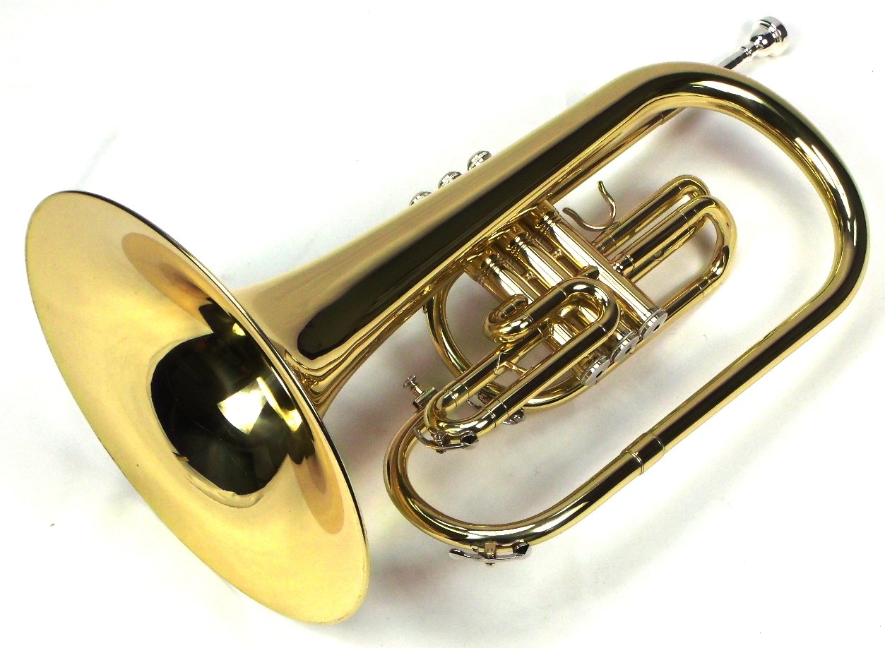 Moz Advanced Monel Pistons Marching Mellophone Key Of F With Case And Mouthpiece Gold Lacquer Finish