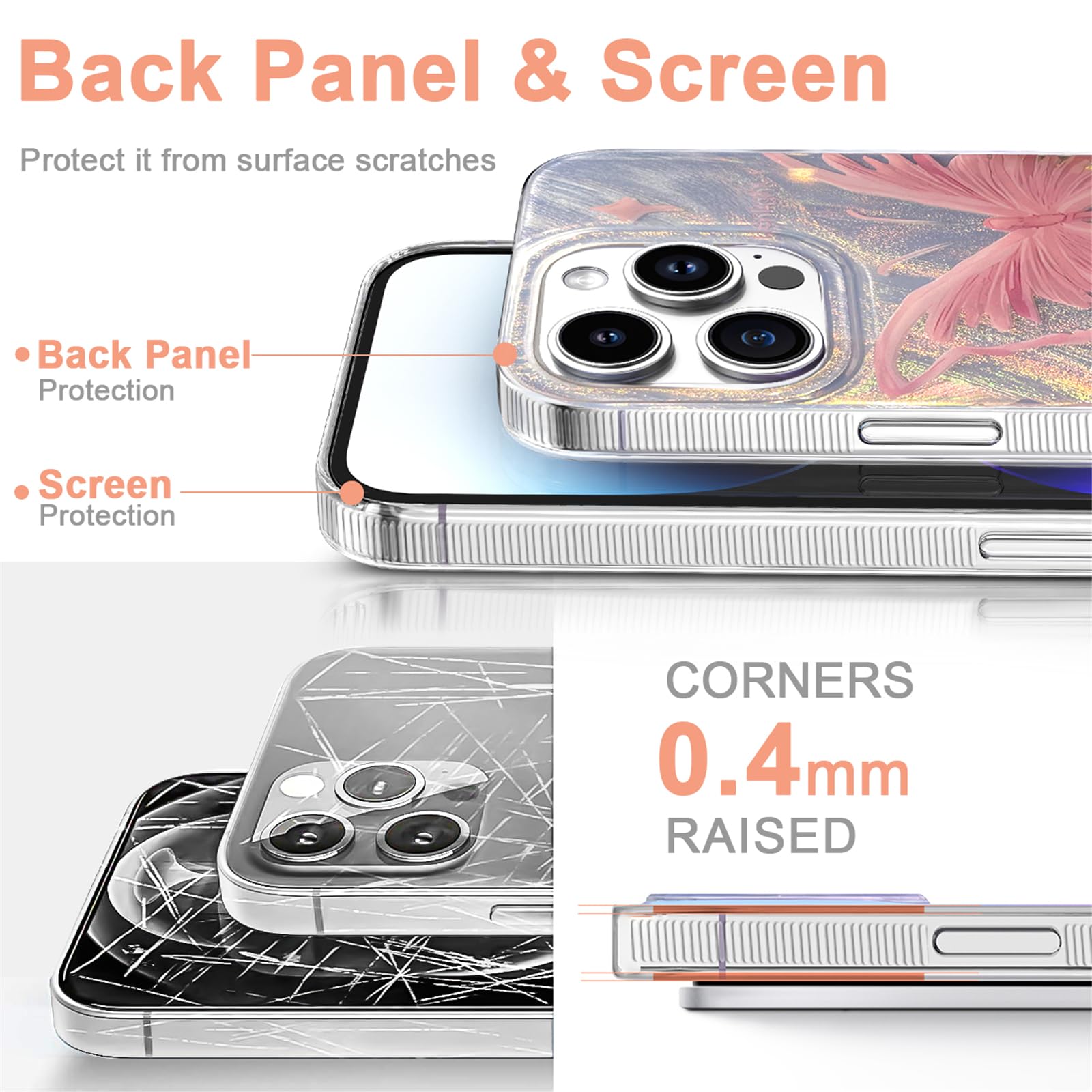 I Mgae In Ar Compact Case For Iphone 16 Pro Max Pale Pink Butterfly Design,Cute Trendy Soft Slim Tpu Shockproof Protective Phone