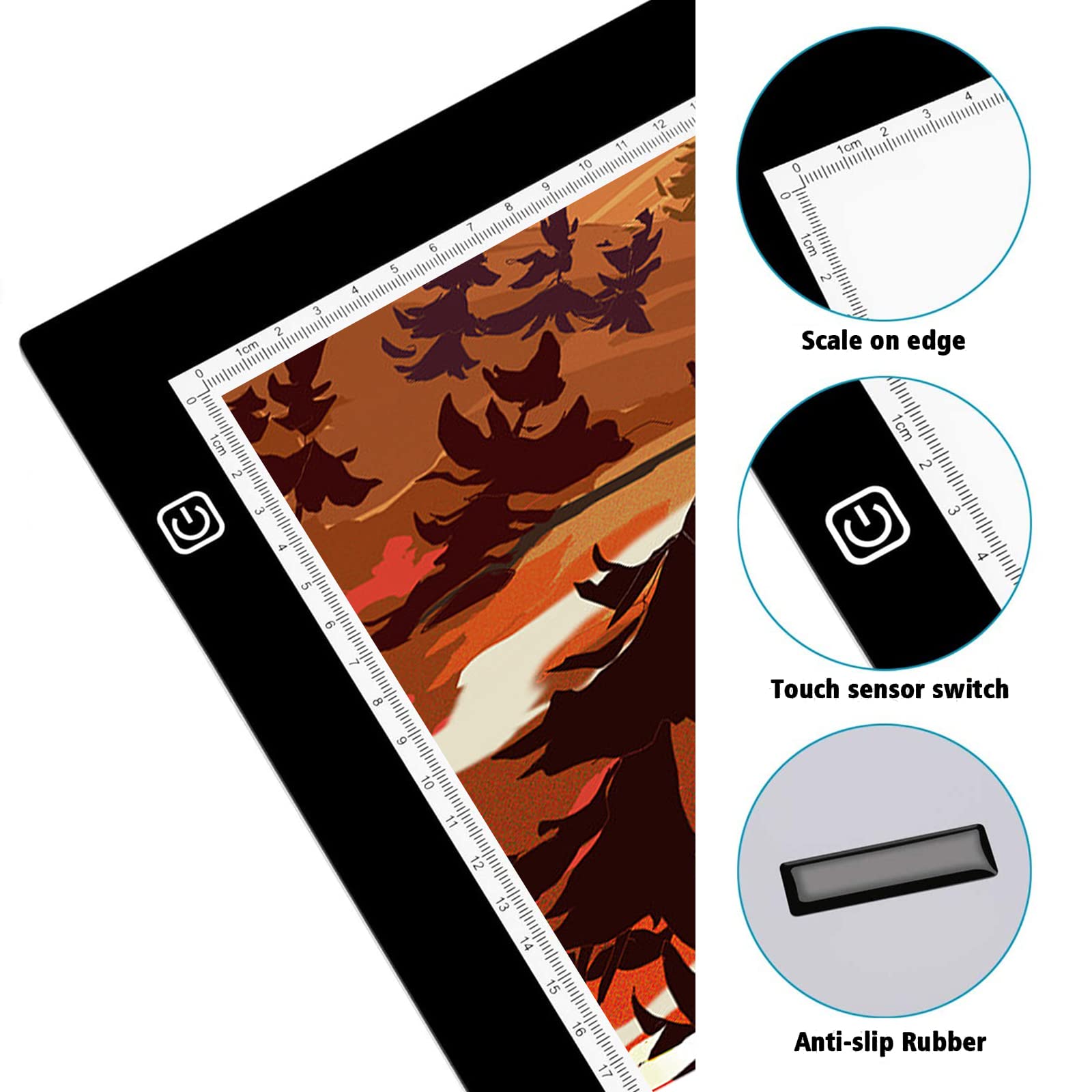 Toheto A2 Light Pad Super Thin 7Mm Portable Stepless Dimmable Brightness Large Light Box Copy Board For Diamond Painting Weeding