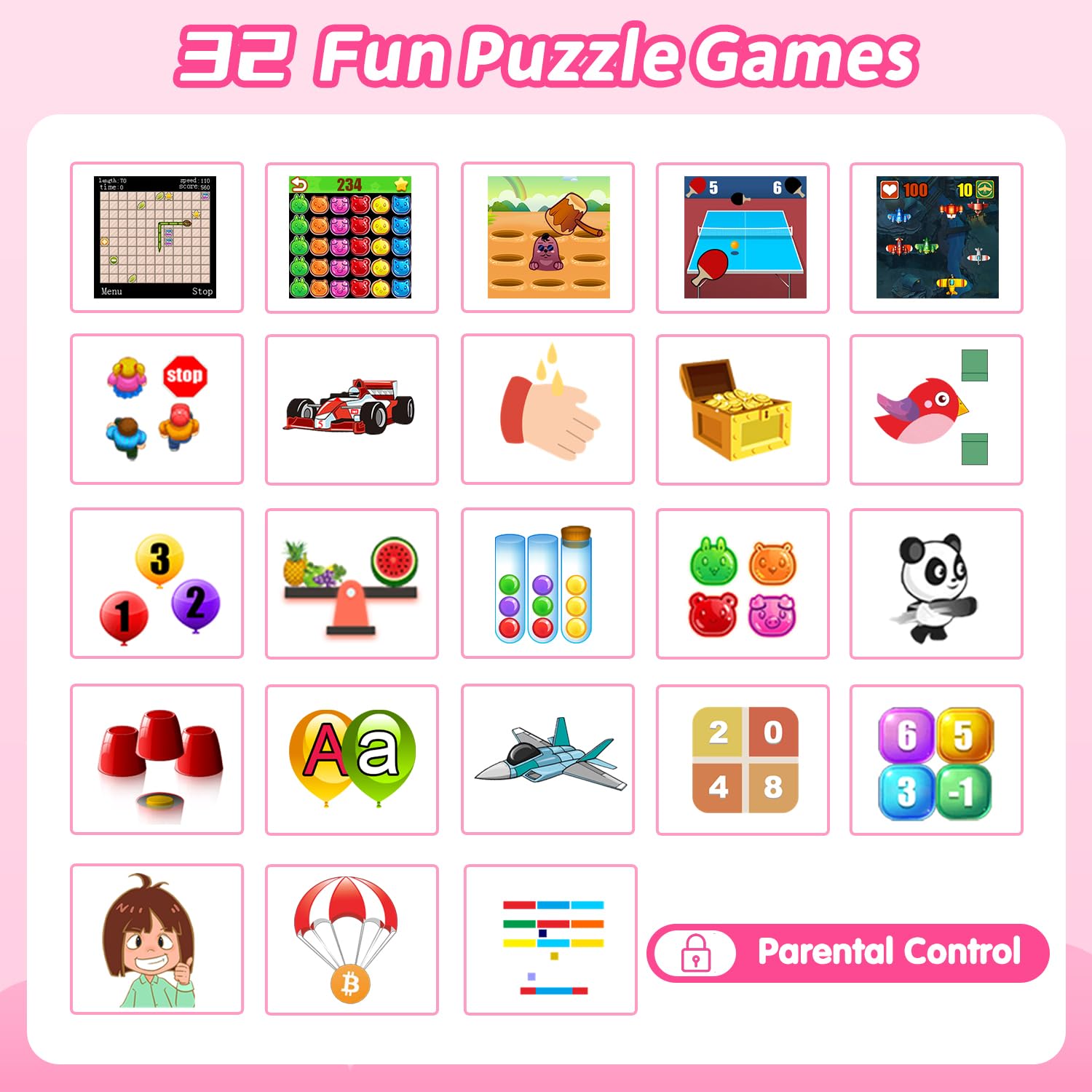 Cosjoype Kids Waterproof Smart Watch, 32 Games Hd Touchscreen Kids Watch With Dual Camera Video Music Player Pedometer Flashligh