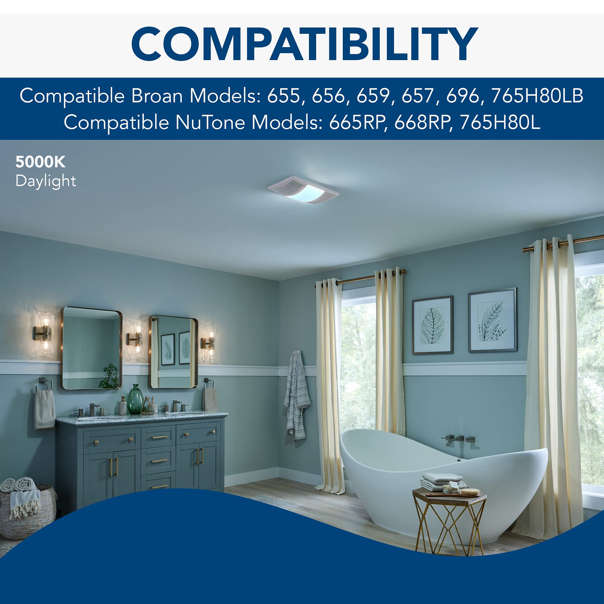 Broan Nutone Fg80Hbs Heater Ventilation Grille/Cover With Dimmable Led And Color Adjustable Cct Lighting, For Bathroom Fans, 80