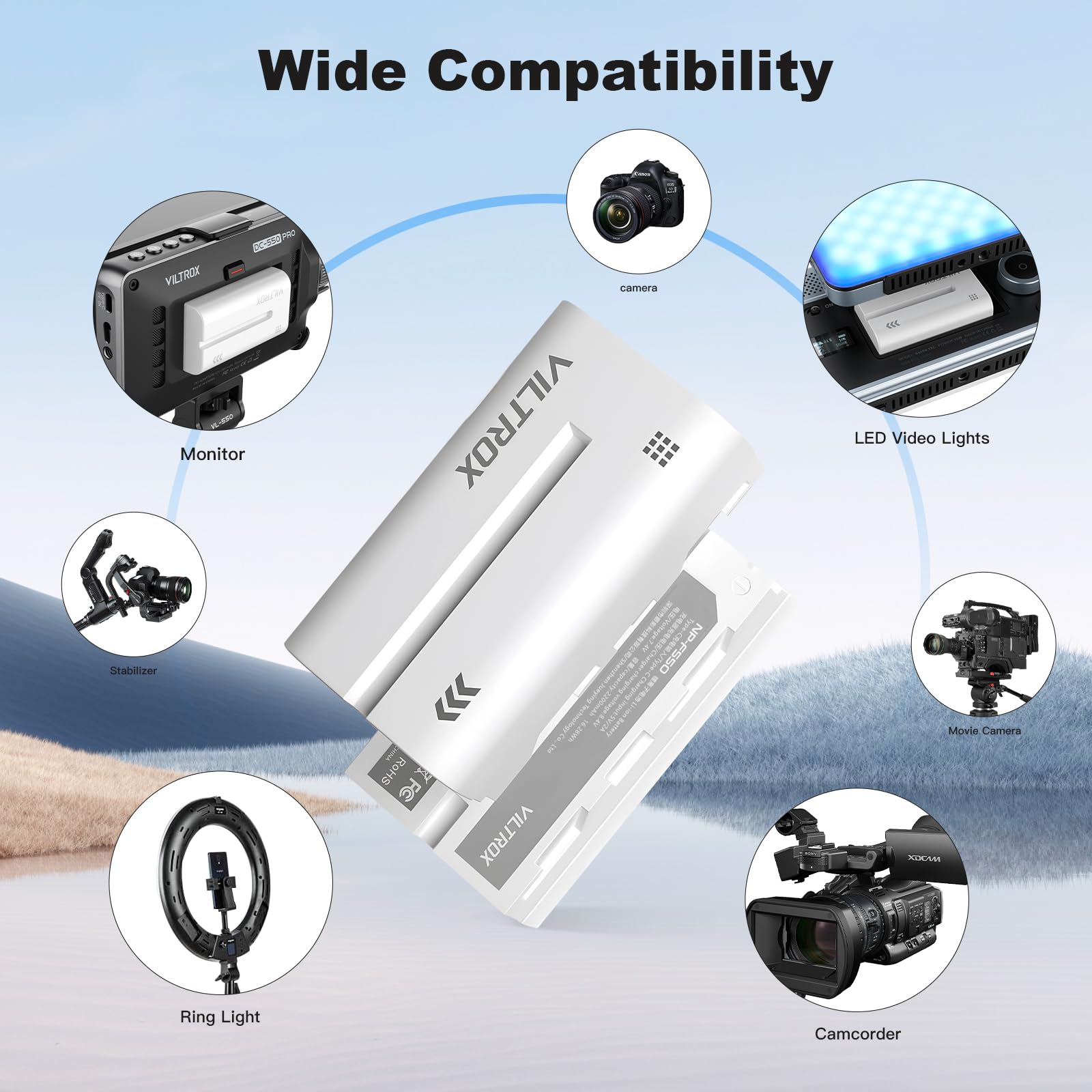 Viltrox Np F970 Battery 2 Pack And Wall Charger For Sony Np F530 F550 F970 F960 F770 F750 F330 Tr516 Tr716 Tr818 Tr910 Tr917 Cam