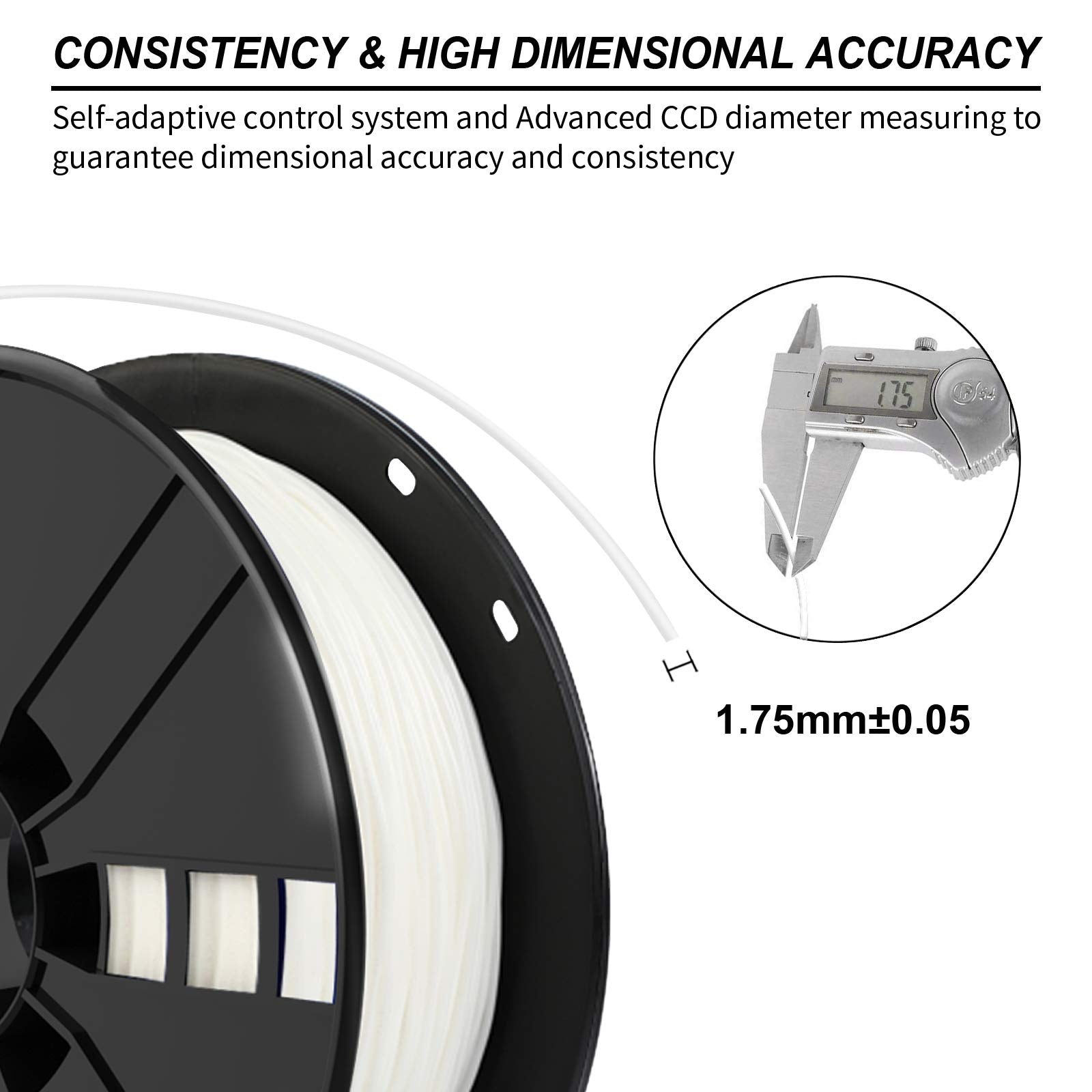 Novamaker Tpu Filament 1.75Mm, White Flexible 3D Printer Filament Bundle With 20G Cleaning Filament, 2.2Lbs Spool X 2, Dimension