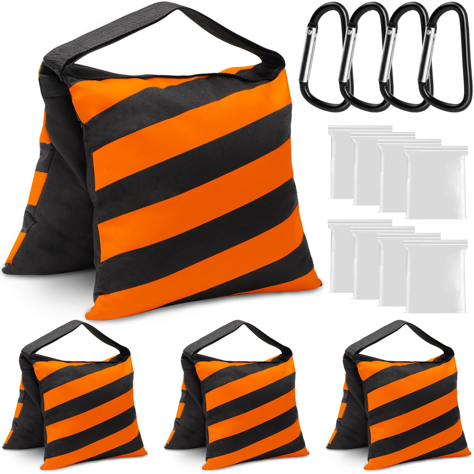 4 Packs Orange Sandbag Weight Bags for Light Stand Photography Video Equipments, Heavy Duty Saddlebags for Backdrop Stand, Photo