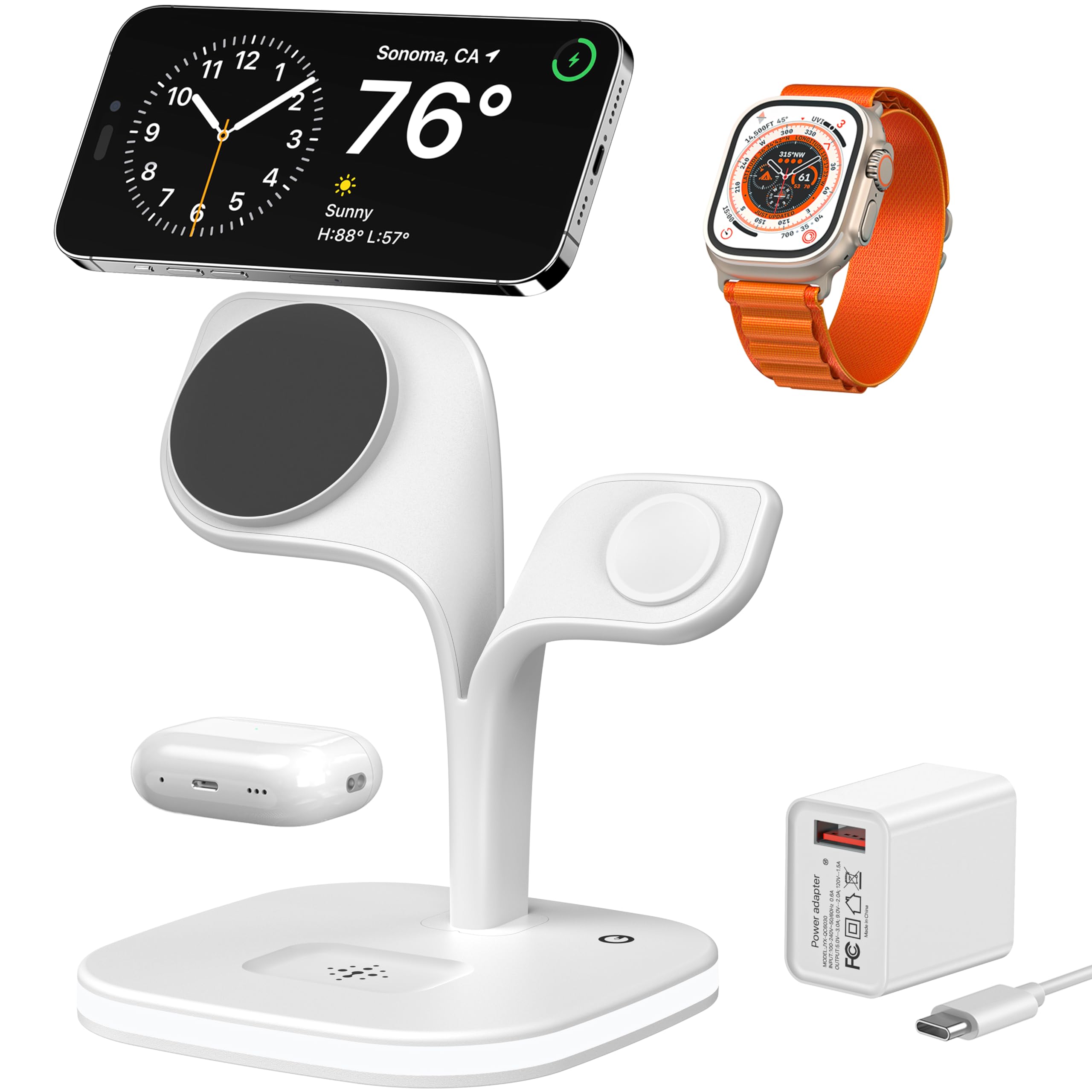 EXW for Magsafe Charger Stand,Charging Station for Multiple Devices,Wireless Charger for iPhone 17 Air 16 15 14 13 12 Series,App