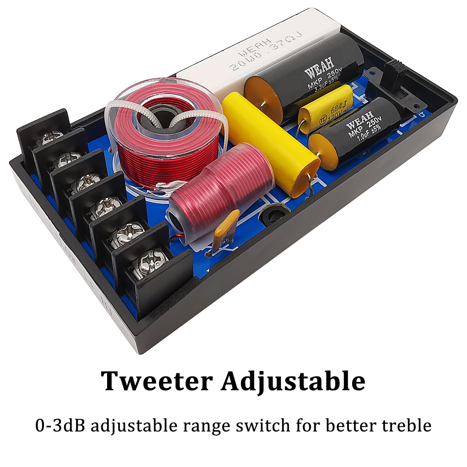 Hiqltyla 2 Way Speaker Crossover For Car Audio, Weah 5003B, 200 Watts 4 To 8 Ohm Passive Crossover For Car Audio Tweeter   2 Pac