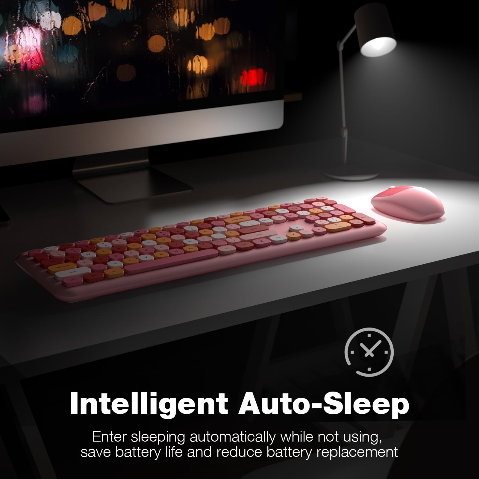 Mofii Wireless Keyboard And Mouse Combo   Pink Full Sized Plug And Play Colorful Keyboard   Silence Keycap Keyboards With Usb A
