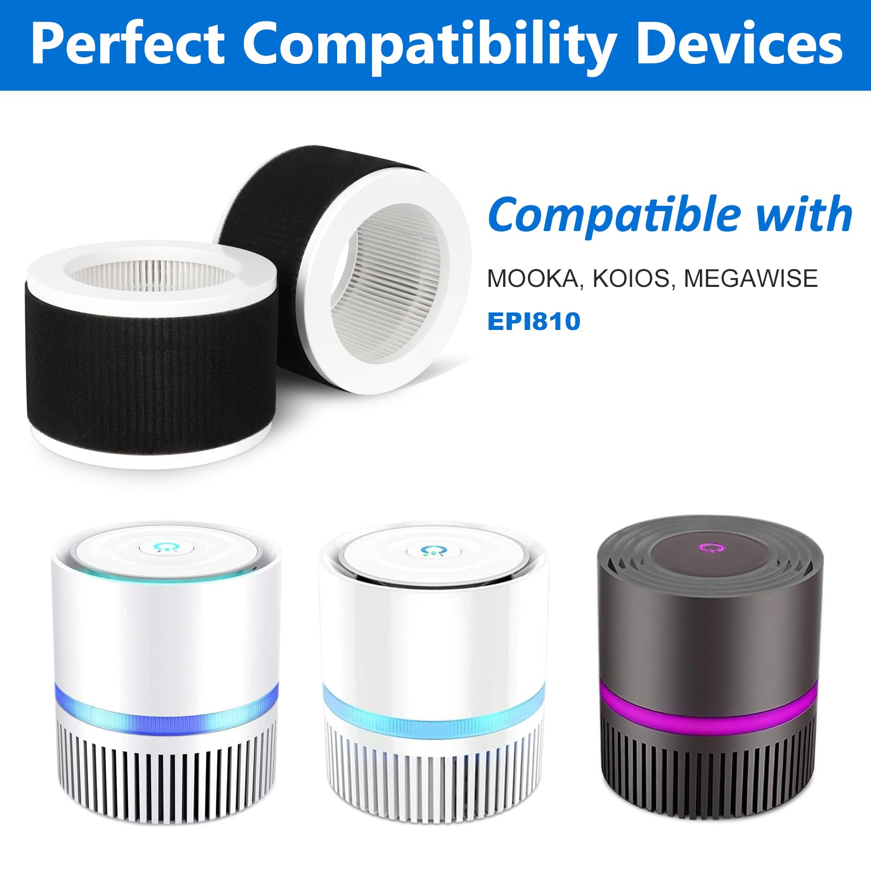 Epi810 True Hepa Replacement Filter, Compatible With Koios, Megawise And Mooka Epi810 Purifier