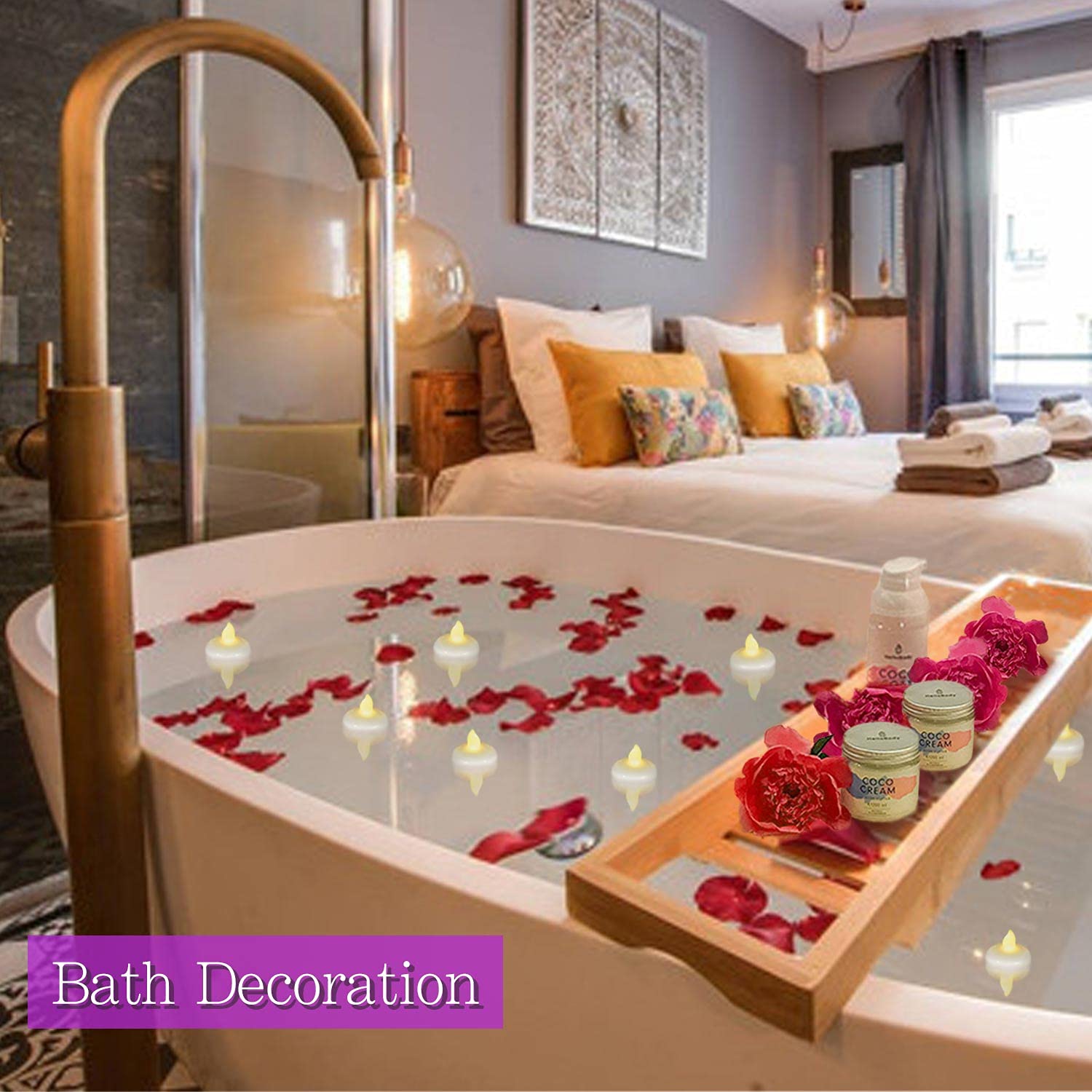 Singtok 12 Pcs Flameless Waterproof Floating Led Candles, Battery Powered Flickering Led Floating Warm White Votive Tea Lights C