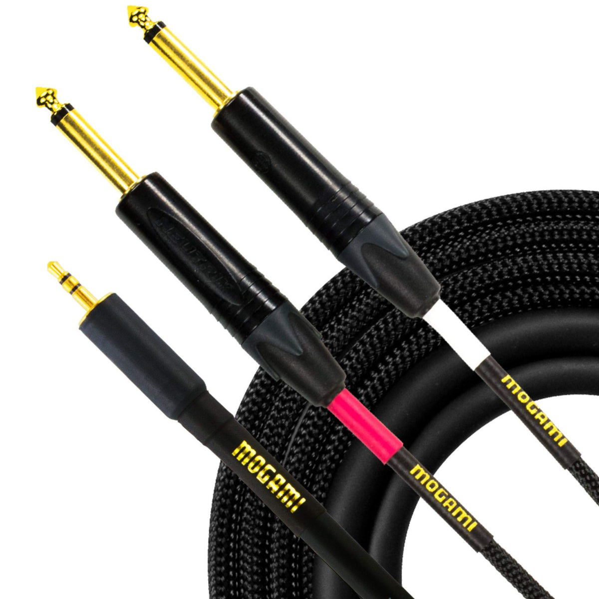 Mogami Gold 3.5 2Ts 10 Stereo Audio Y Adapter Cable, 3.5Mm Trs Plug To Dual 1/4'' Ts Plugs, Gold Contacts, Straight Connectors,