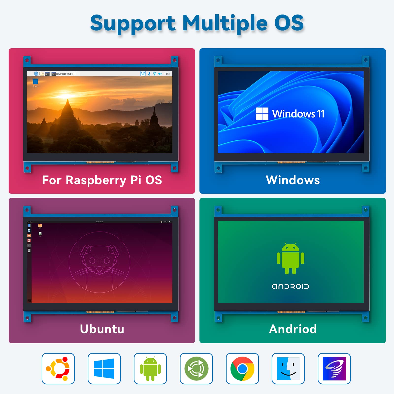 Sunfounder 7 Inch Touchscreen For Raspberry Pi 4 Display Hdmi 1024  600 Usb Ips Lcd Screen Display Monitor For Raspberry Pi 5,40