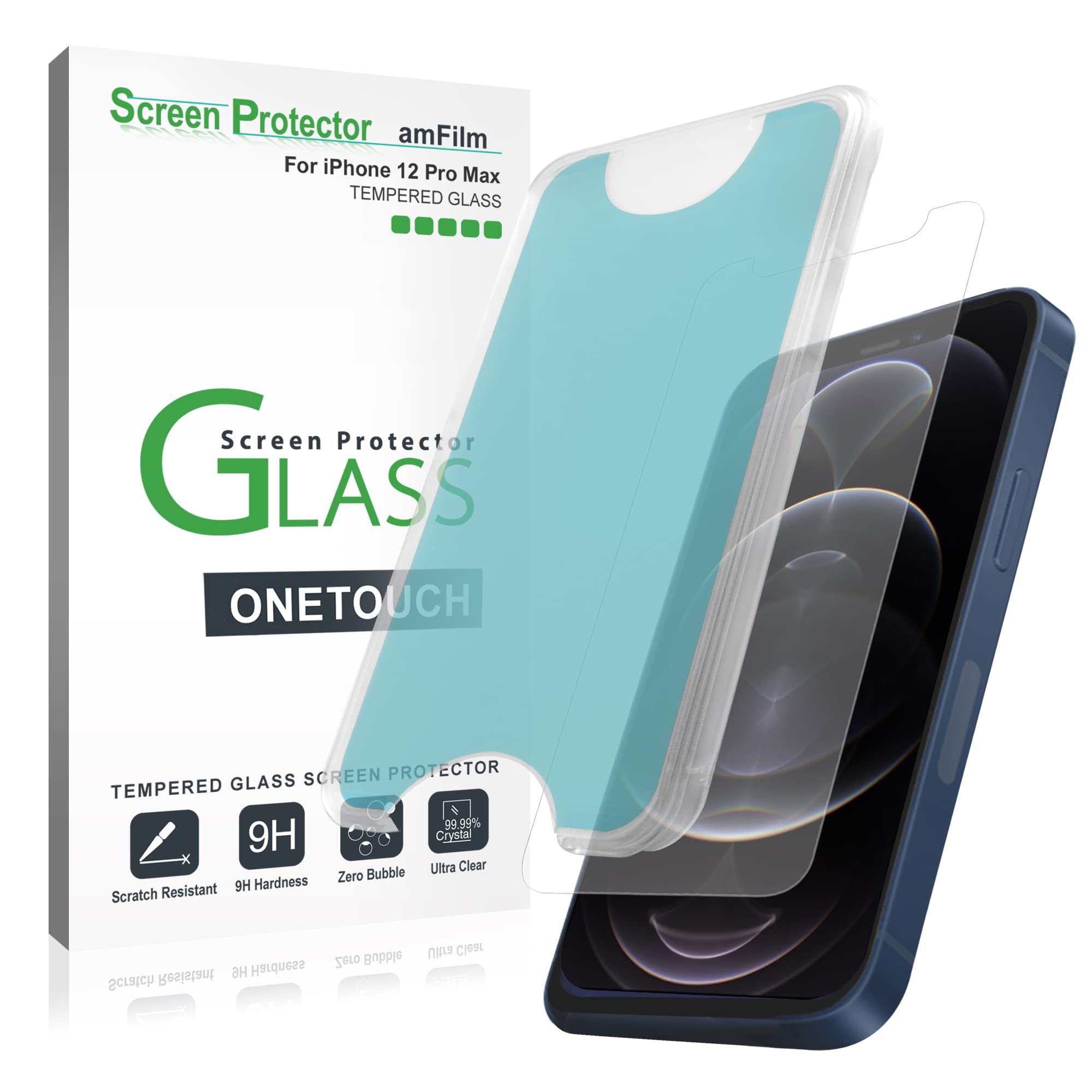 Amfilm Onetouch Glass Screen Protector For Iphone 12 Pro Max (6.7'', 2020) (2 Pack)