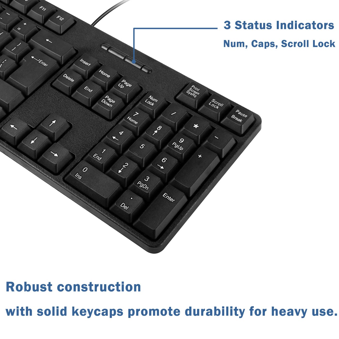 Mcsaite Wired Ps2 104 Keys Computer Keyboard With Stands,Black,Waterproof   Us Layout Compatible For Windows, Pc, Laptop