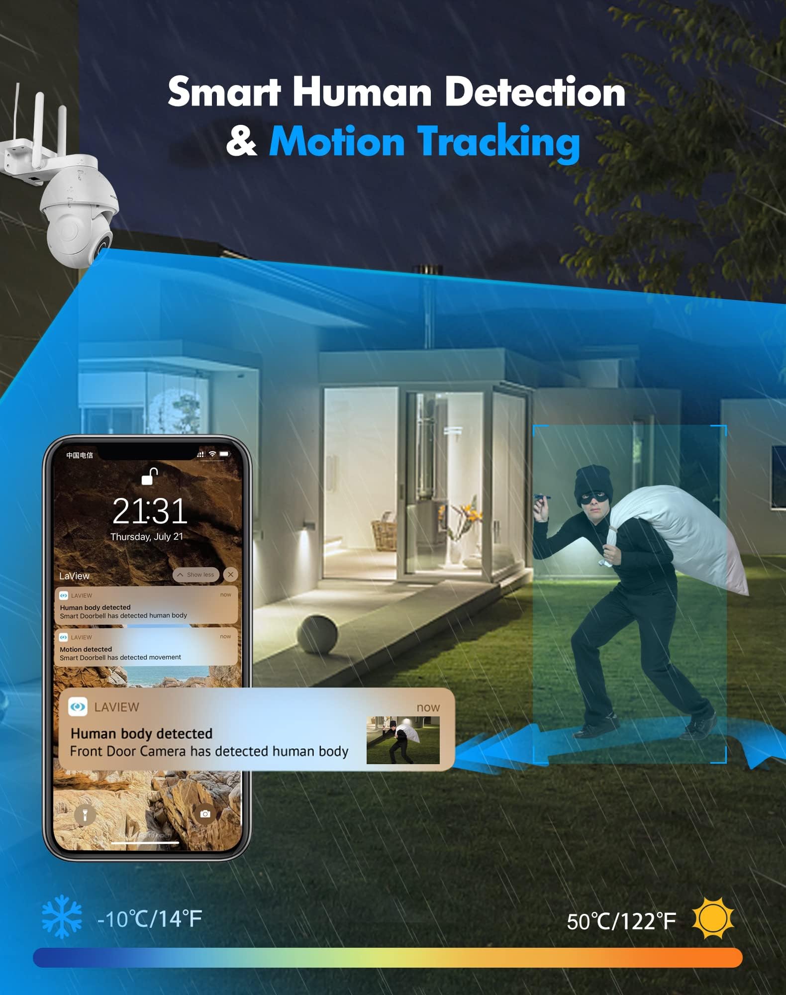 Laview 4Mp 4G Lte Cellular Security Camera Outdoor Wired Starlight Color Night Vision,2K Cameras For Home Security Ai Human Detection & Auto Tracking, Ip65 Outdoor Camera 2 Way Audio, Us Cloud