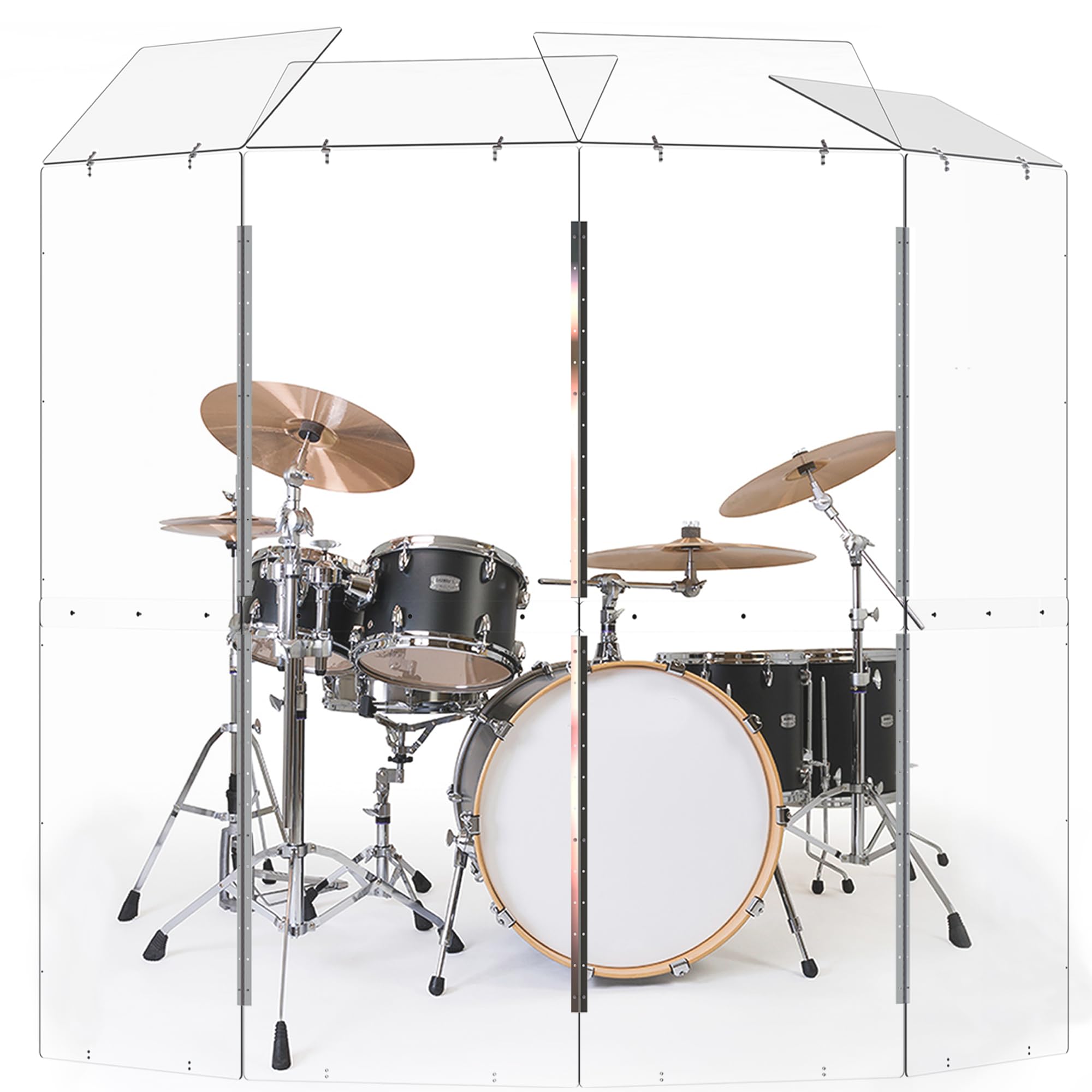 Drum Shield Converts to 2ftx6ft. Full-Length Stainless Steel Hinges. Drum Cage for Home, Church, Practice & Performances (4 pane