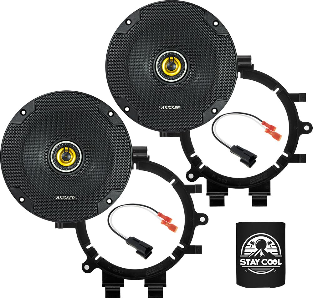 KICKER Speakers 6.5 inch for Chevrolet Tahoe 1995-2014 Upgrade Kit - Pair of CS Series with Adapters and Harness, Coaxial 6 1/2 