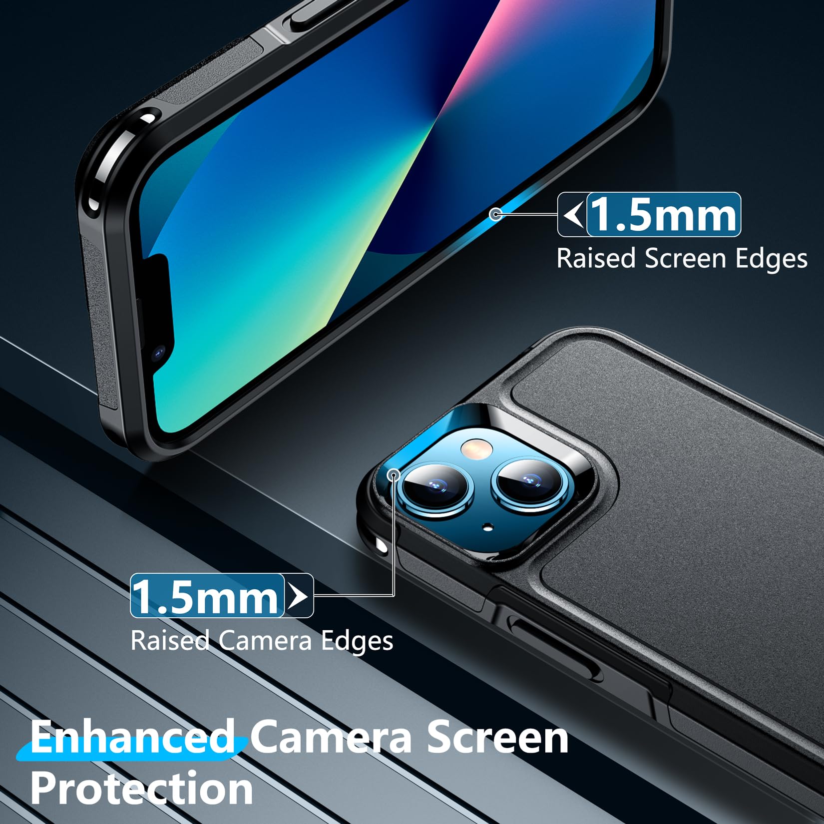 Temdan Designed For Iphone 13 Case,[2 Layer Structure][12 Ft Military Grade Drop Protection] Non Slip Heavy Duty Shockproof Prot