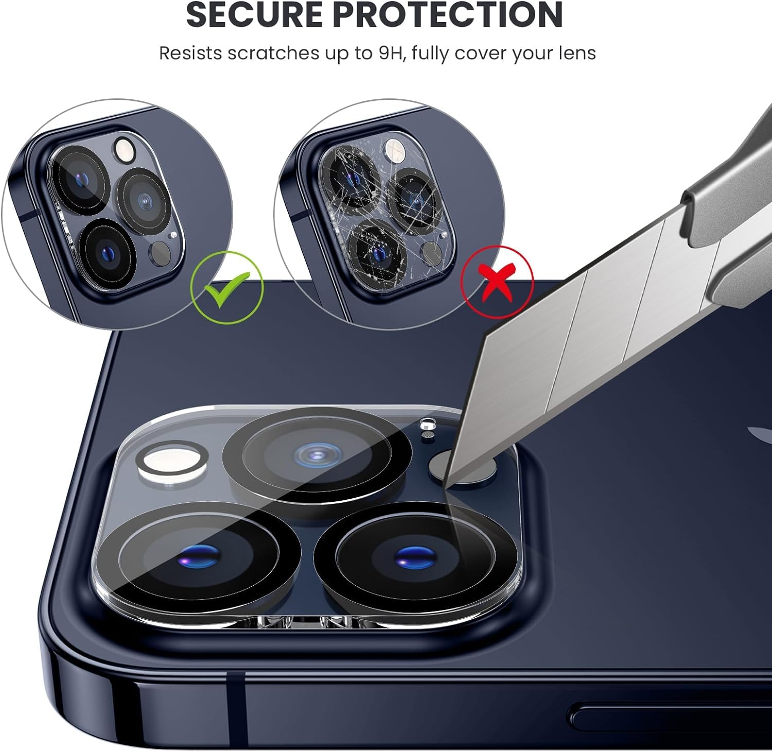 Tensea [3Pcs For Iphone 13 Pro / 13 Pro Max Camera Screen Protector, Tempered Glass Film Camera Cover Lens Protector, Hd Clear, Full Edge To Edge, Case Friendly For Iphone 13Pro / 13 Promax 6.7'