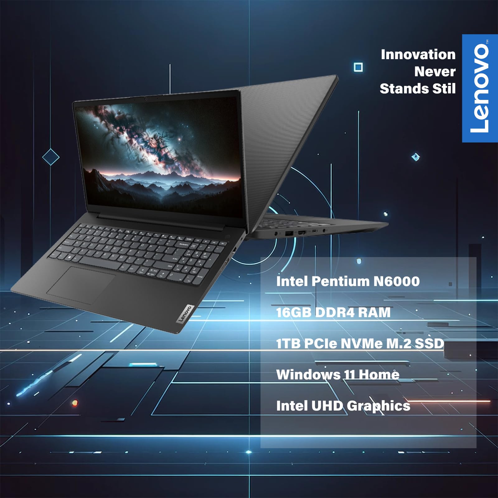 Lenovo Business Laptop, 15.6'' Fhd Display, Intel Pentium N6000, Long Battery Life, Military Grade Durability, Rj 45 Ethernet Po