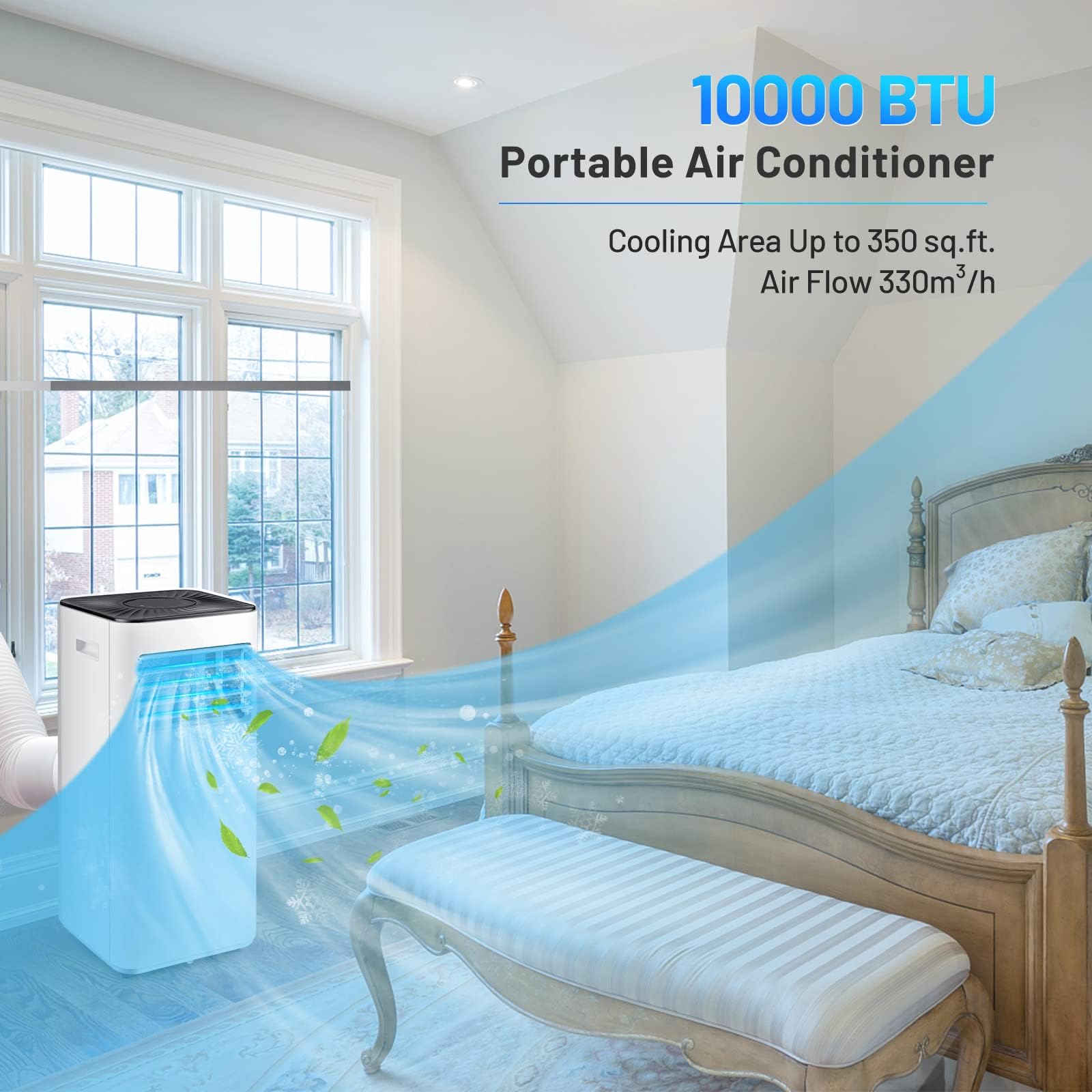 Dortala Portable Air Conditioner 10000 Btu, 3 In 1 Ac Unit With Dehumidifier, Fan Modes, 24H Timer, Remote Control, Window Kit,