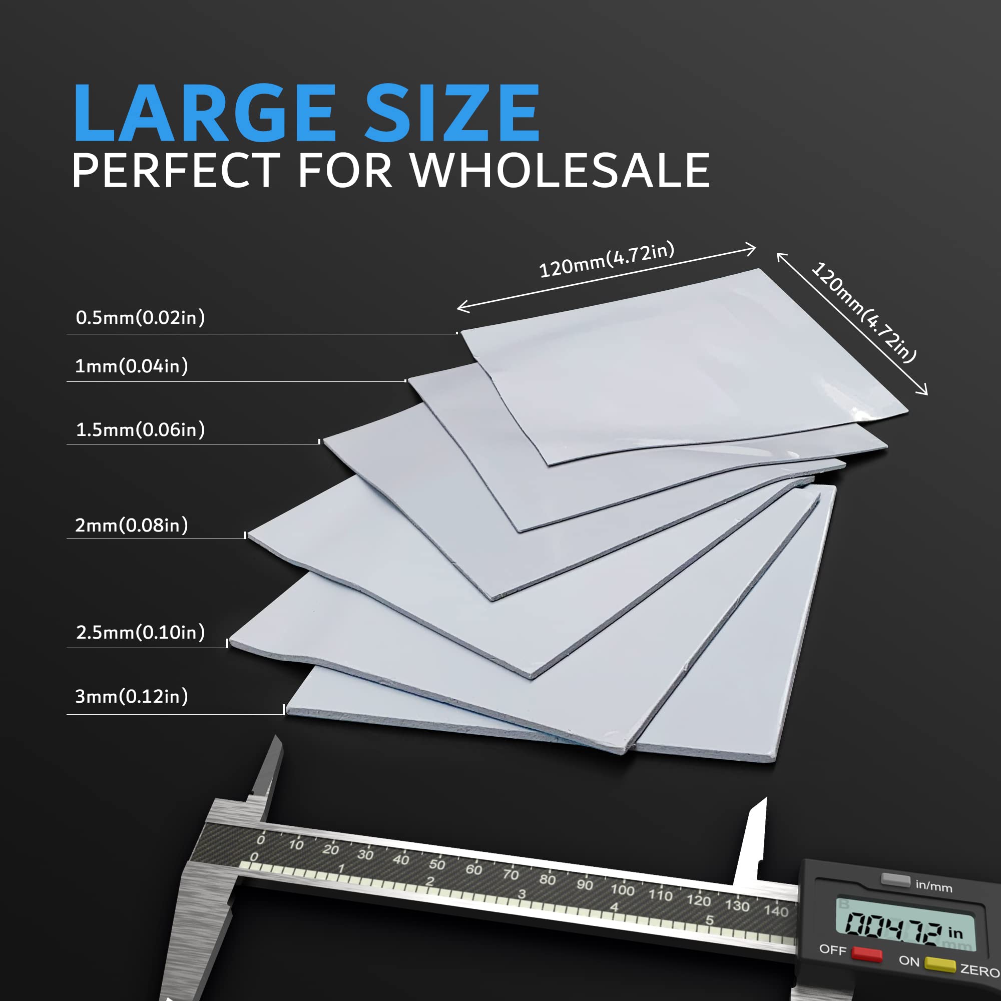 Aairhut Thermal Pad 13W/Mk [0.5~3Mm], 120X120X2Mm Silicone Cooling Pad Gpu Non Conductive Heat Resistance Extreme Odyssey Cover With Dual Self Adhesive Films For Pc Laptop Heatsink/Ram/Ps4/Led