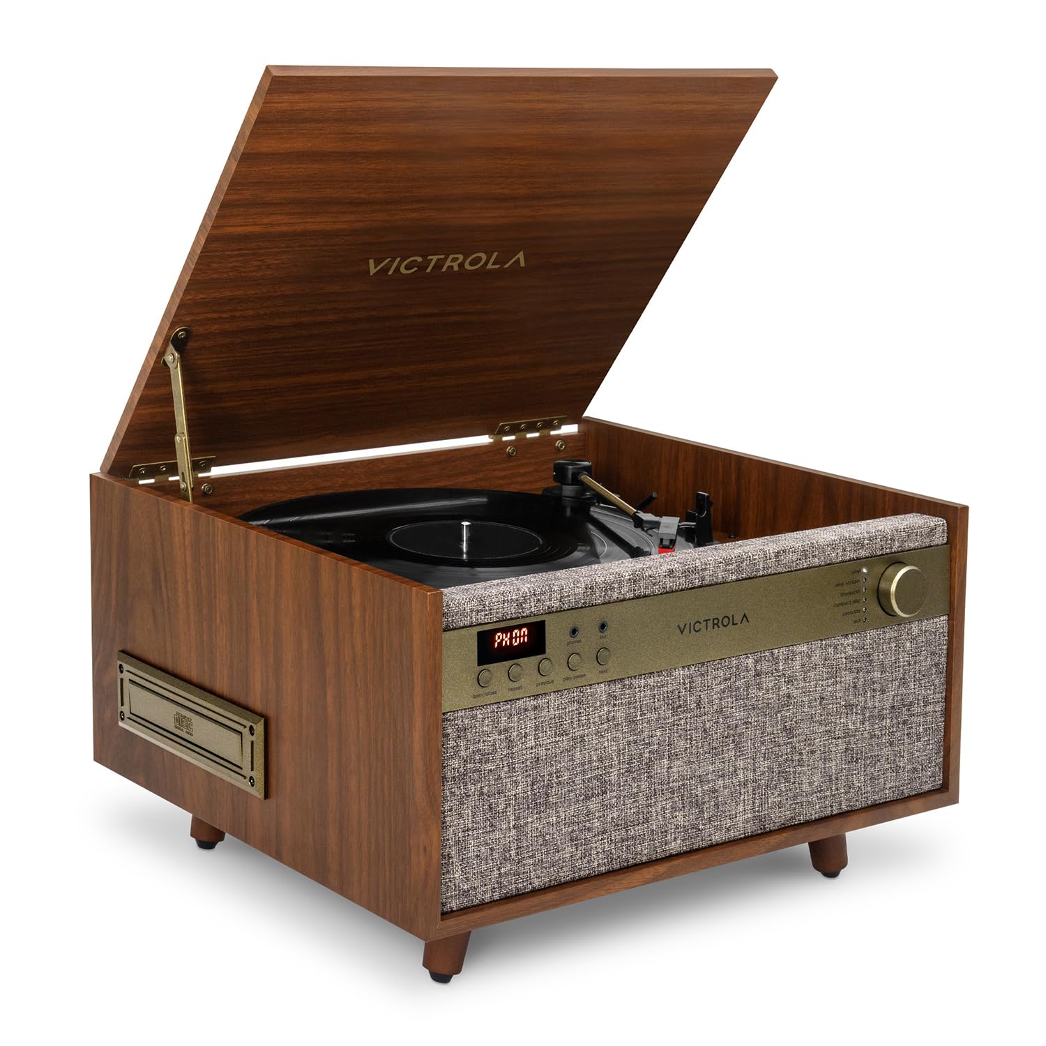 Victrola Century 6-in-1 Vinyl Record Player & Music Center - 3-Speed Turntable, CD & Cassette Player, VINYLSTREAM, Bluetooth & 3
