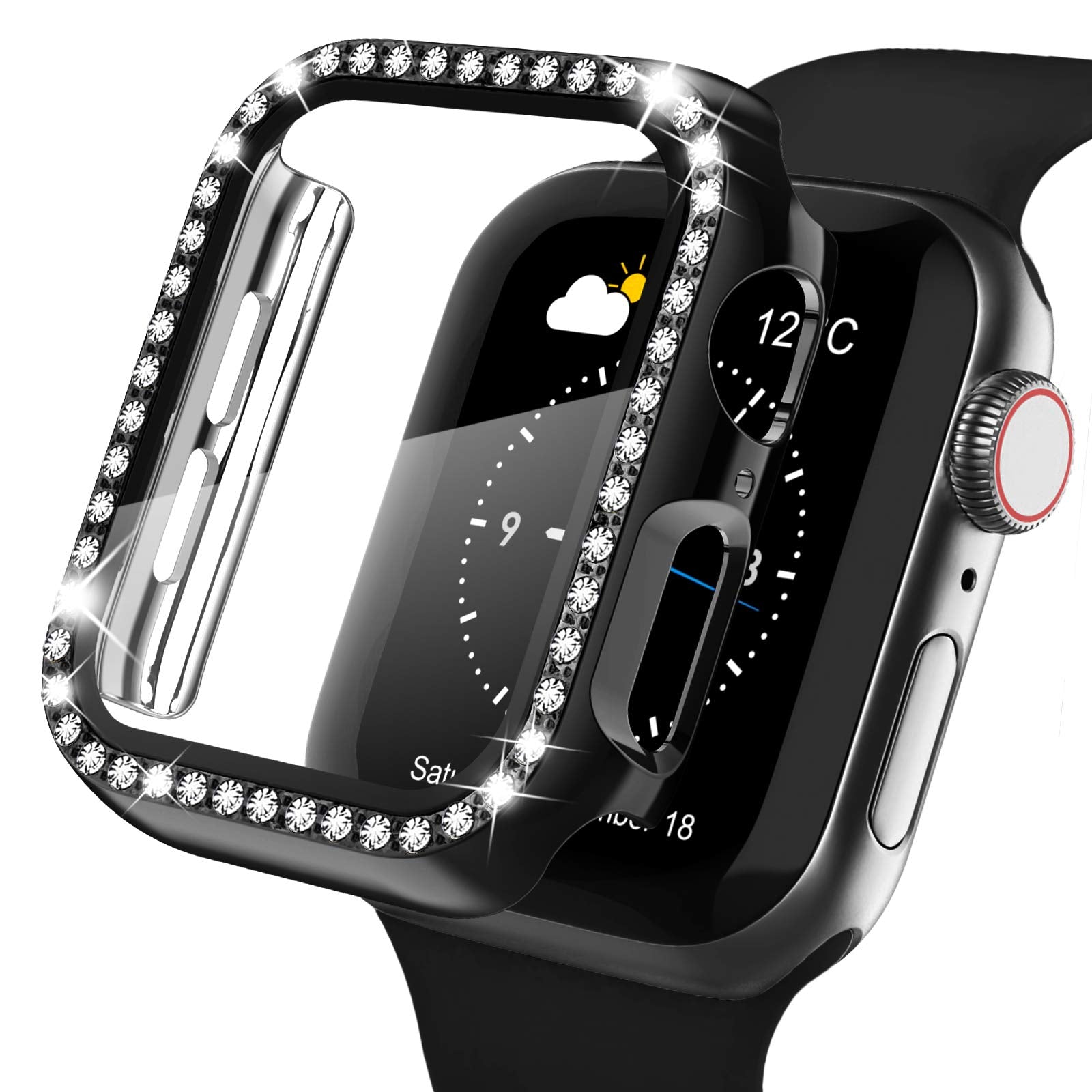 Recoppa Compatible For Apple Watch Case With Screen Protector 45Mm Series 7, Bling Crystal Diamond Rhinestone Ultra Thin Bumper