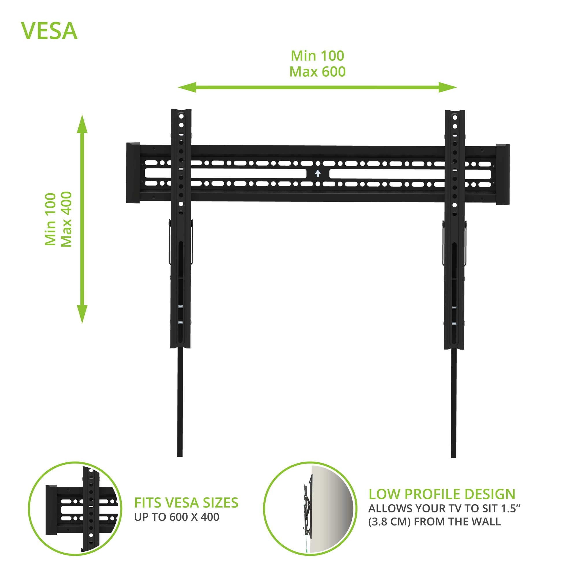 Kanto Kt3260 Tilting Tv Wall Mount | Fits 32    To 60    Monitors | Fits Vesa Sizes 100 X 100 To 600 X 400 | Tilt Mechanism | Qu