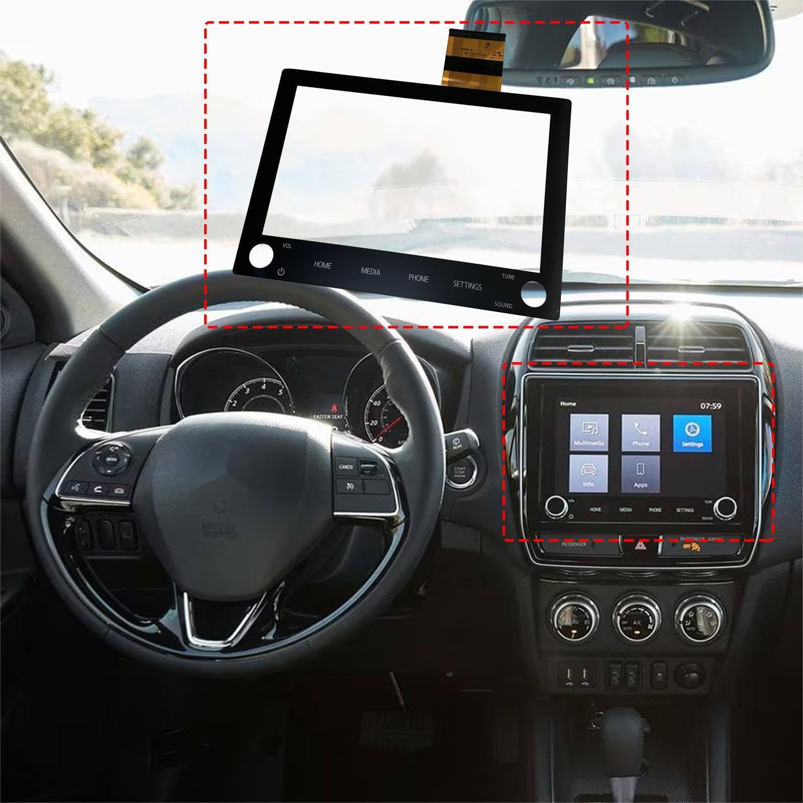 Micarun Touch Screen Digitizer Glass On Navigation Lcd 8 Inch Replacement Fit Mitsubishi Outlander Sport 2020 2021 2022 Mitsubis
