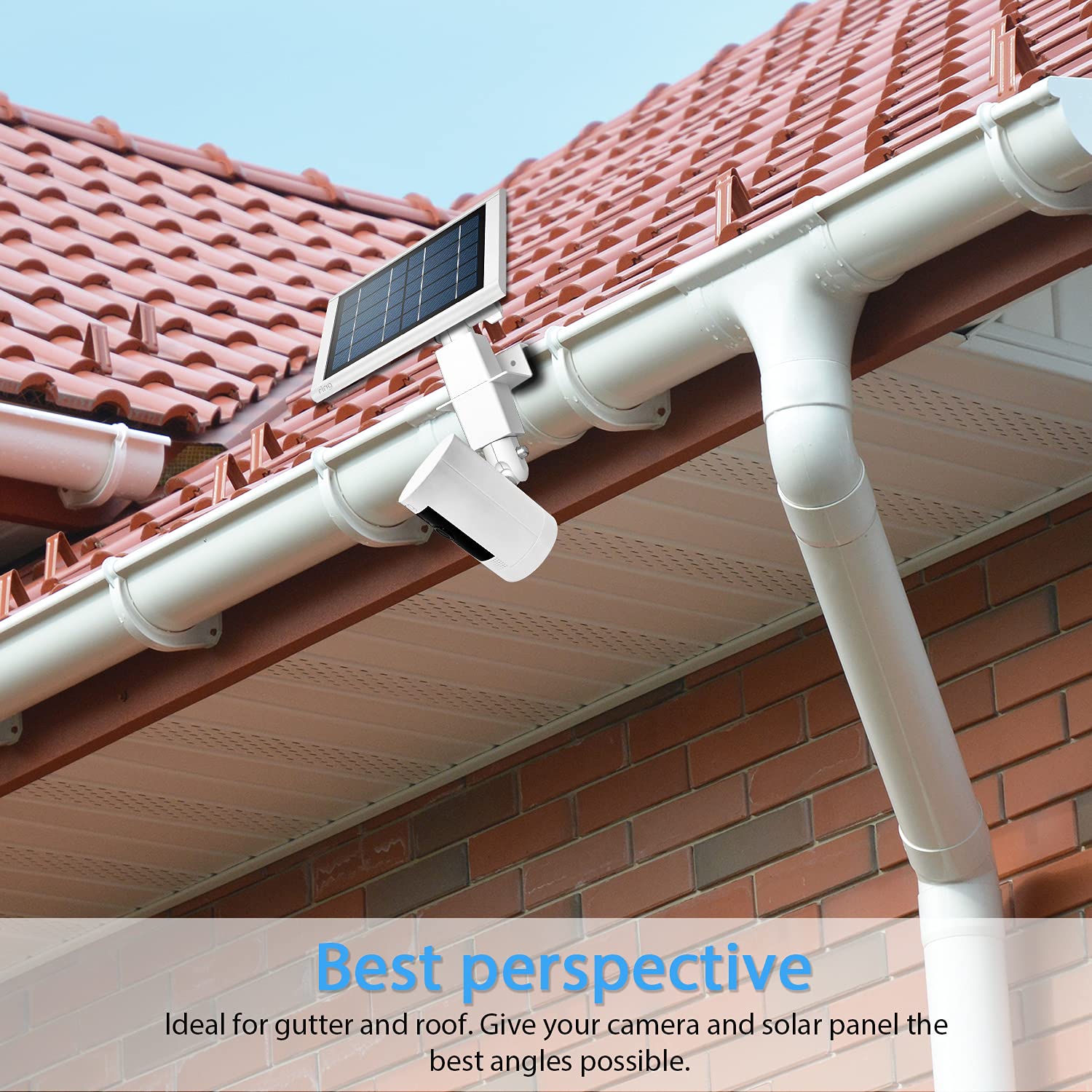 Holaca 2 In 1 Weatherproof Gutter Mount For Ring Solar Panel, Spotlight Cam Battery And Stick Up Cam Battery Outdoor Mount Accessories For Ring Solar Panel (White)