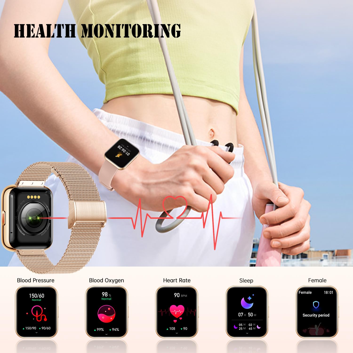 Smart Watch (Answer/Make Calls),1.81''Hd Smart Watch For Women , Fitness Tracker With Heart Rate Sleep Monitor ,Pedometer, Ai Vo