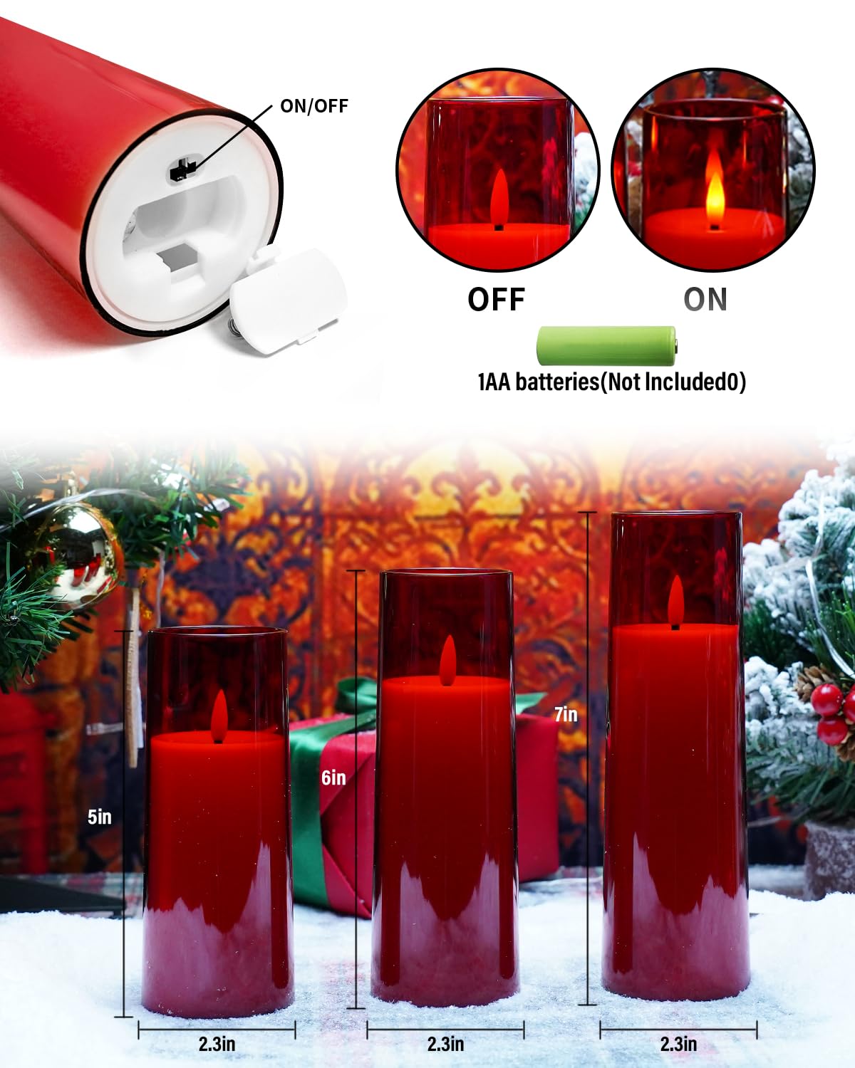 Kakoya Flickering Flameless Candles Battery Operated With Remote And 2/4/6/8 H Timer Plexiglass Led Pillar Candles Pack Of 9 (D2