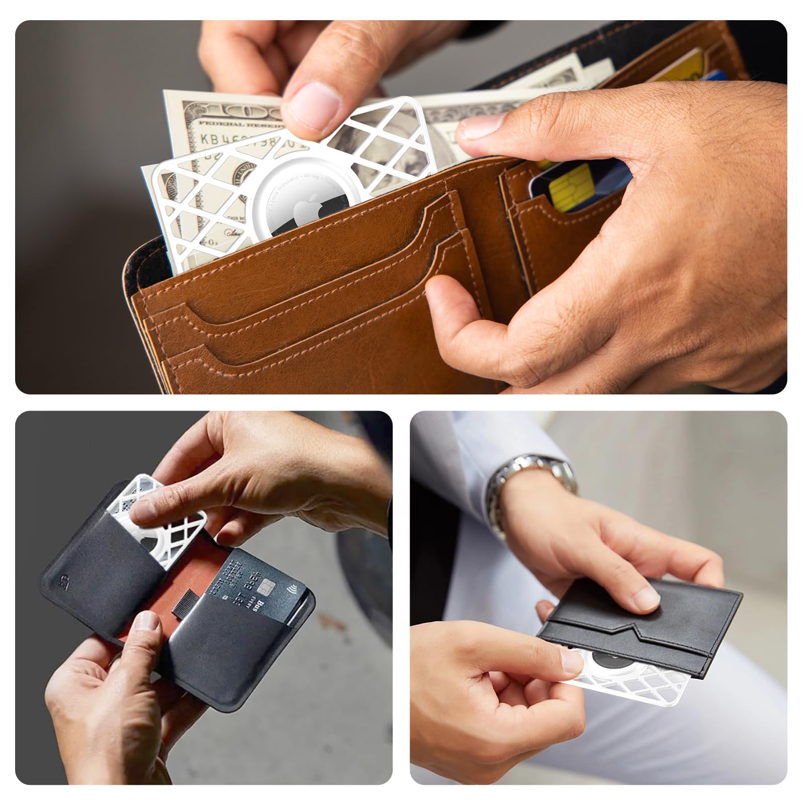 Supfine 2 Pcs Airtag Wallet Case,Slim Card Case Holder For Airtag,0.1 Inch Thickness Ultra Thin Air Tag Holder For Purse, Handba