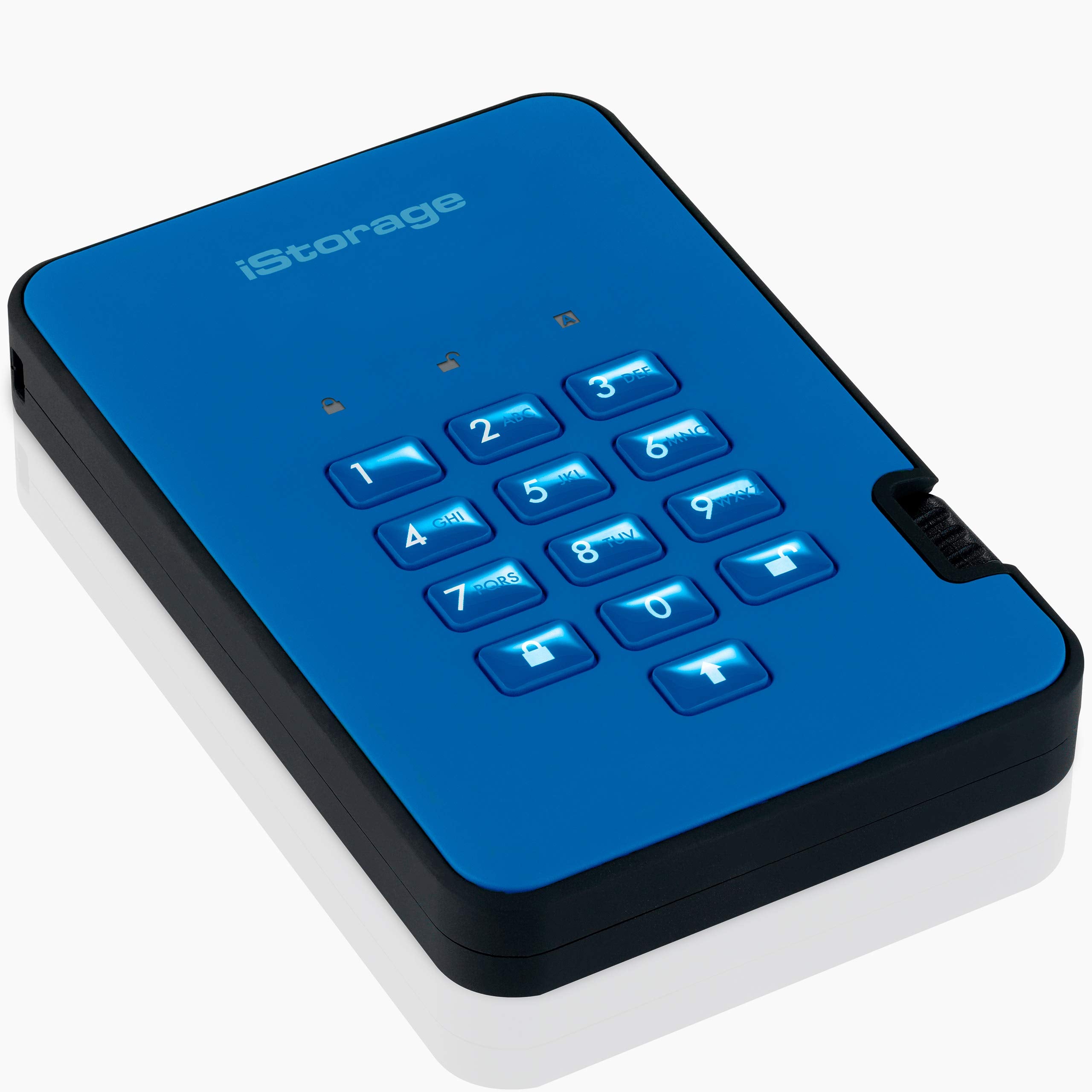 Istorage Diskashur2 Hdd 4Tb Blue | Secure Portable Hard Drive | Password Protected | Dust & Water Resistant | Hardware Encryptio