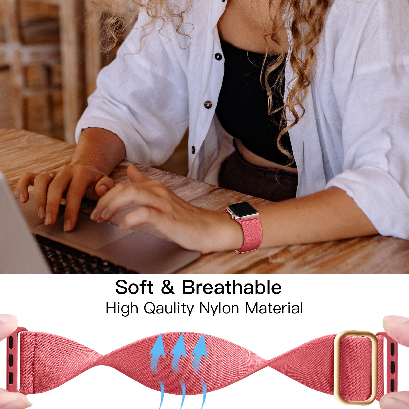 Lerobo Compatible With Apple Watch Bands 40Mm 41Mm 38Mm 46Mm For Women Men Ultra 2 Se 45Mm 44Mm 42Mm Sport Band Stretchy Nylon S