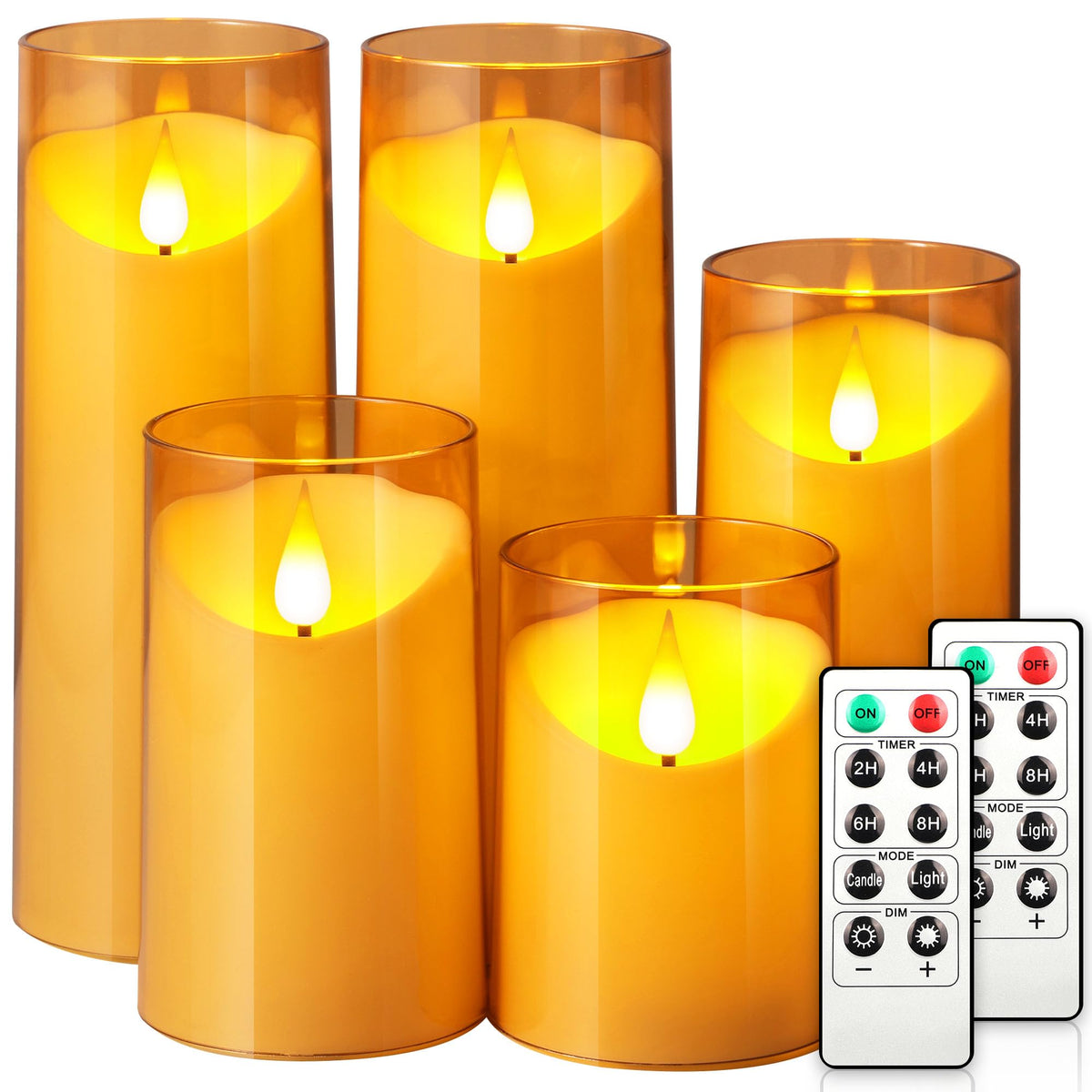 Nurada Flickering Flameless Candles: Acrylic Led Pillar Candles Battery Operated With Remote And Timer For Romantic Ambiance And
