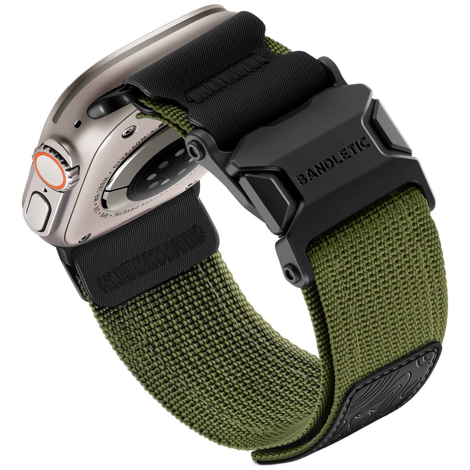 Bandletic Slim Bands Compatible with Apple Watch Series 11 10 46mm Band for Men - Rugged Tactical Strap with Magnetic Buckle for