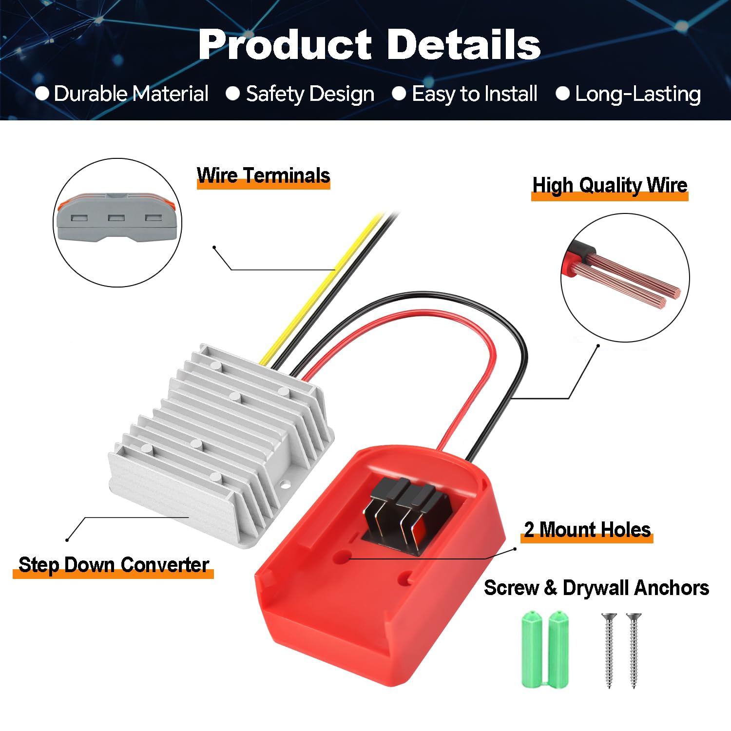 18V To 12V Step Down Converter For Milwaukee M18 Batteries, M18 Power Wheels Battery Adapter 10A 120W Buck Regulator With Upgrad