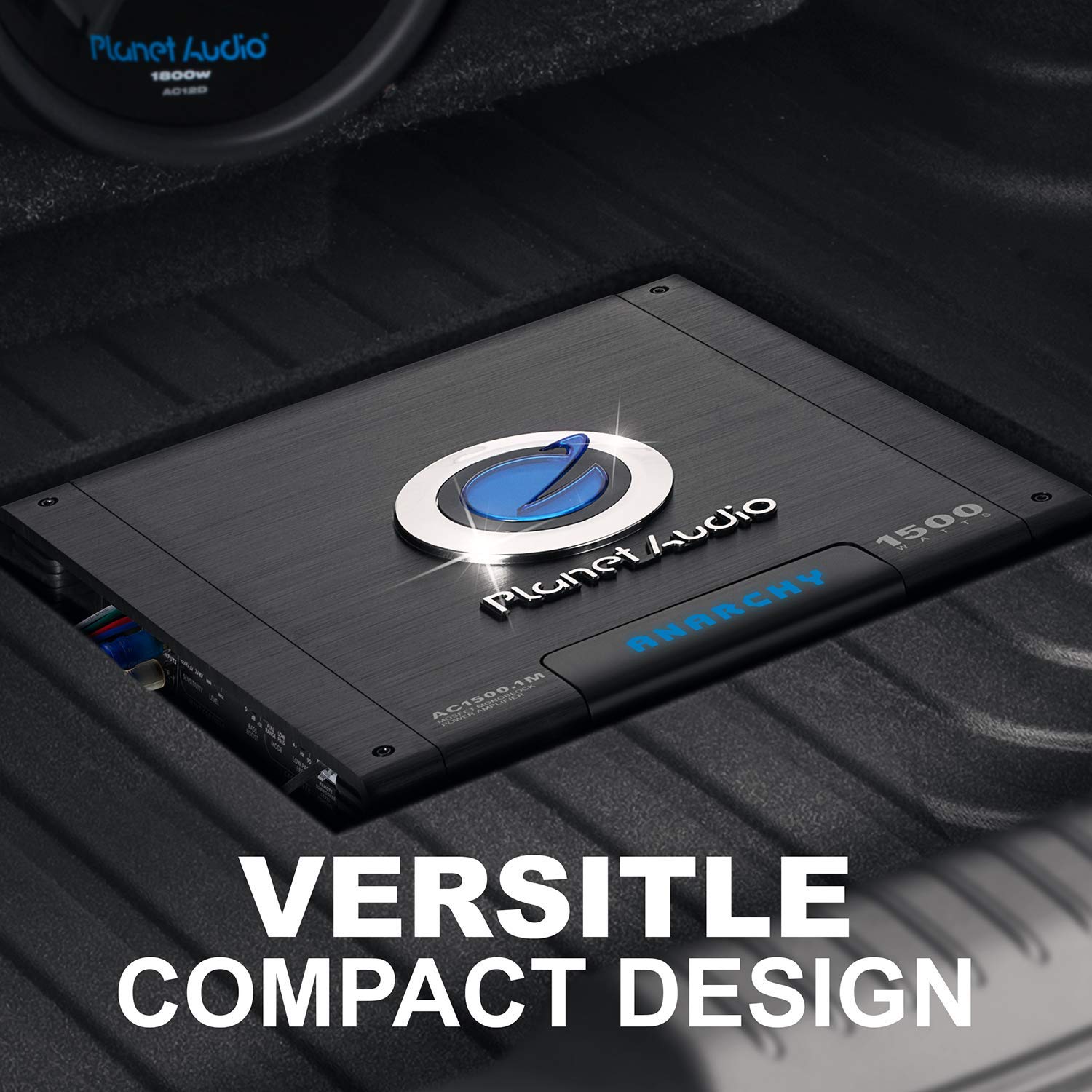 Planet Audio AC1500.1M Monoblock Amplifier - 1500W Power, Class A/B, Black, Mosfet Power Supply, Remote Sub Control