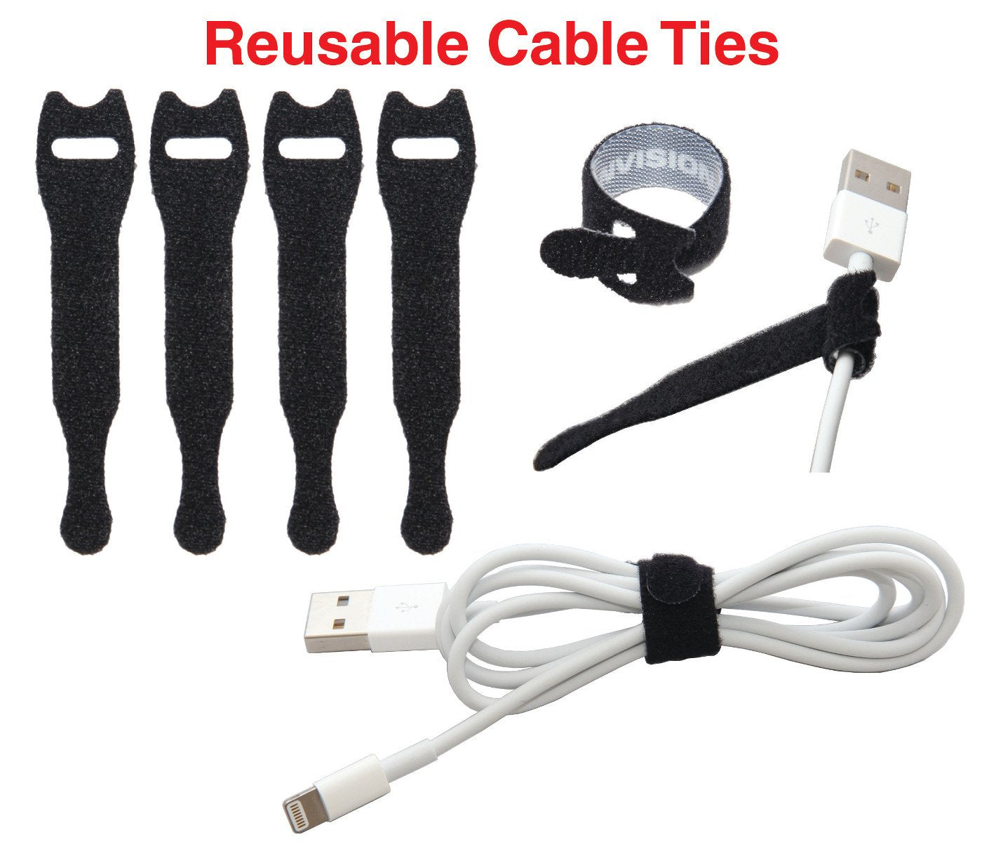 Envisioned Desktop Cable Organizer, Weighted, Eco Friendly Silicone, No Bad Smell, Bundled With 4 Reusable Cable Ties (White)